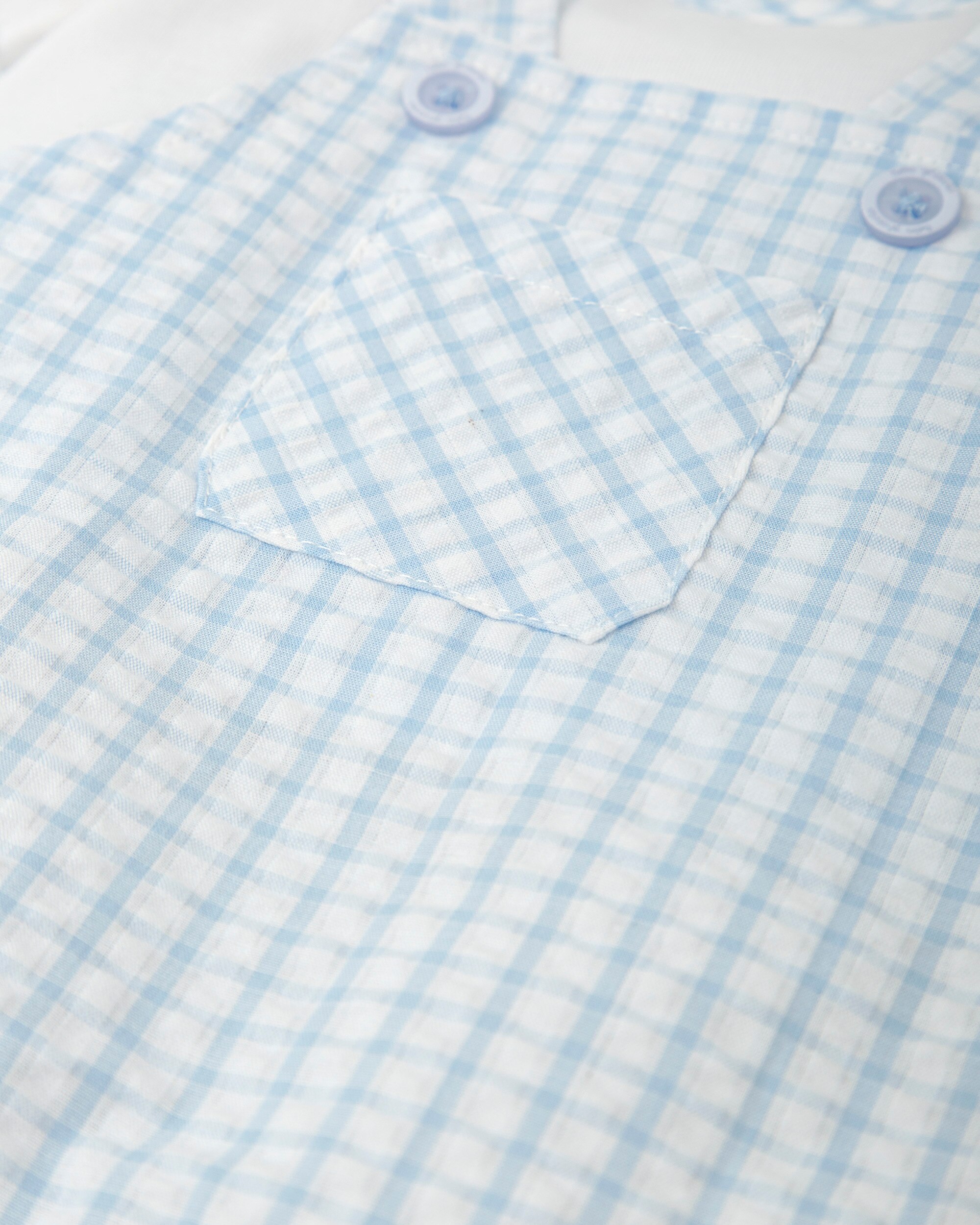 Babygrow Curto Efeito 2 em 1 Vichy Azul Céu Tutto Piccolo Azul-claro-3