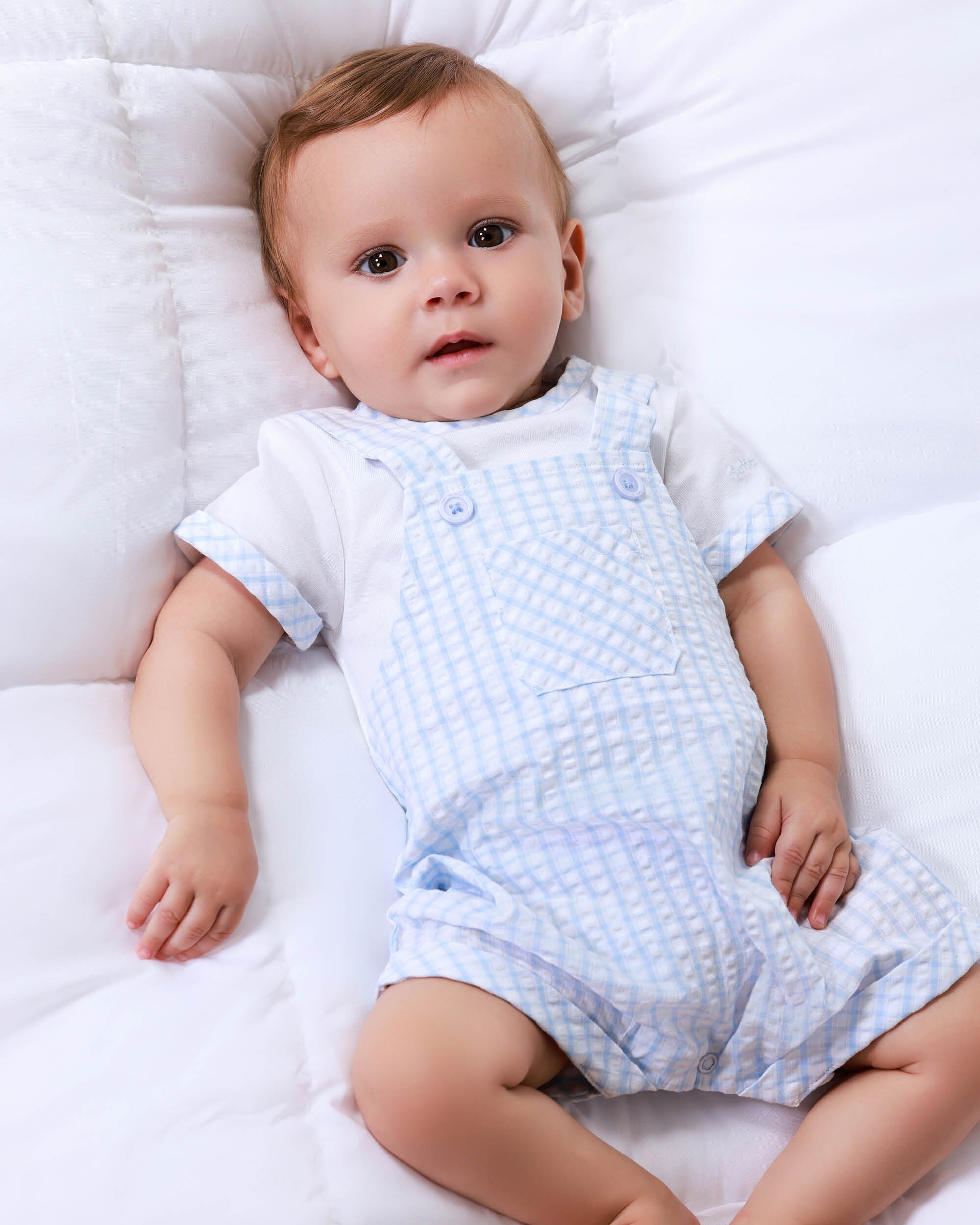 Babygrow Curto Efeito 2 em 1 Vichy Azul Céu Tutto Piccolo Azul-claro-4