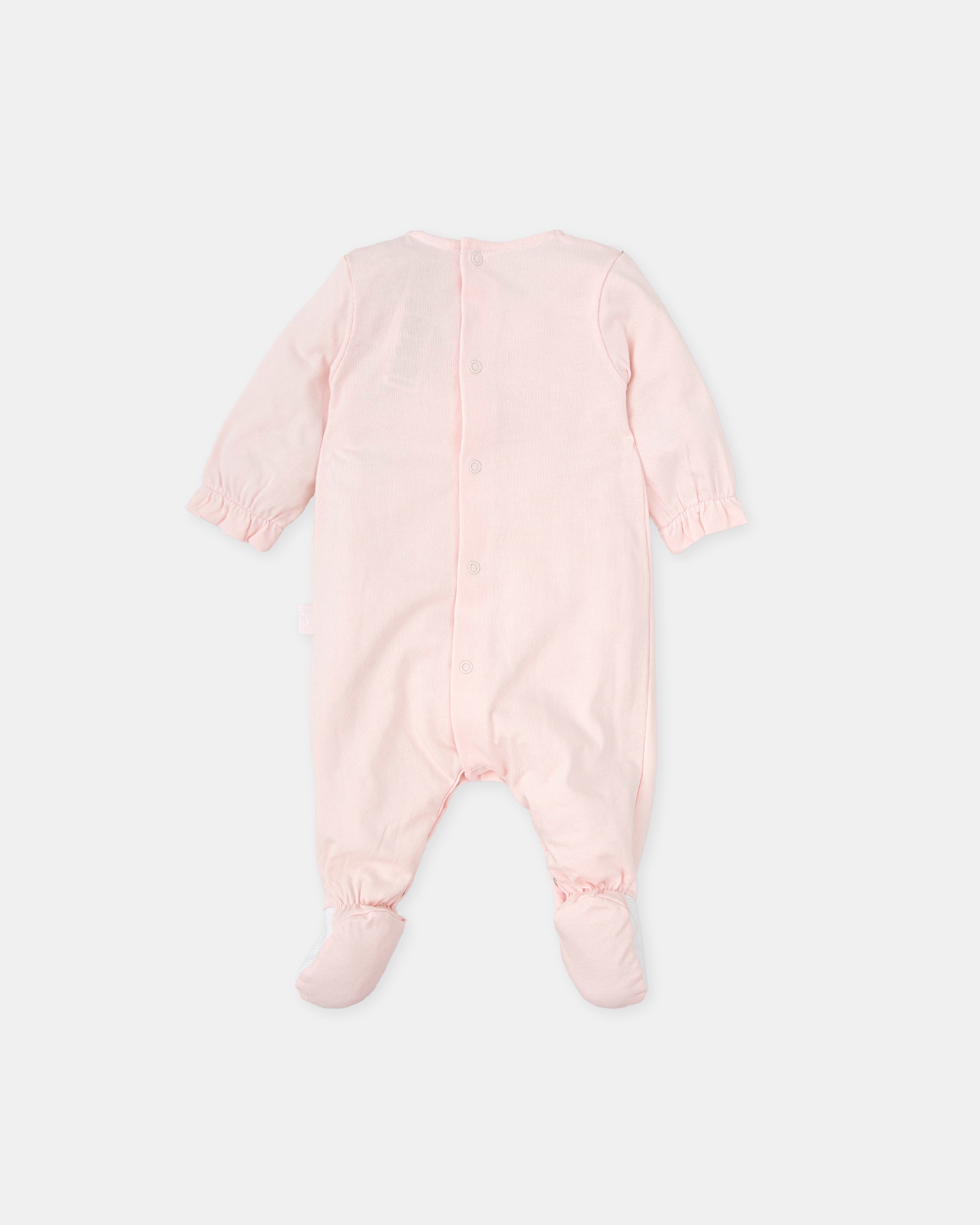 Babygrow Comprido Rosa com Detalhe Piqué em Branco Rosa-2