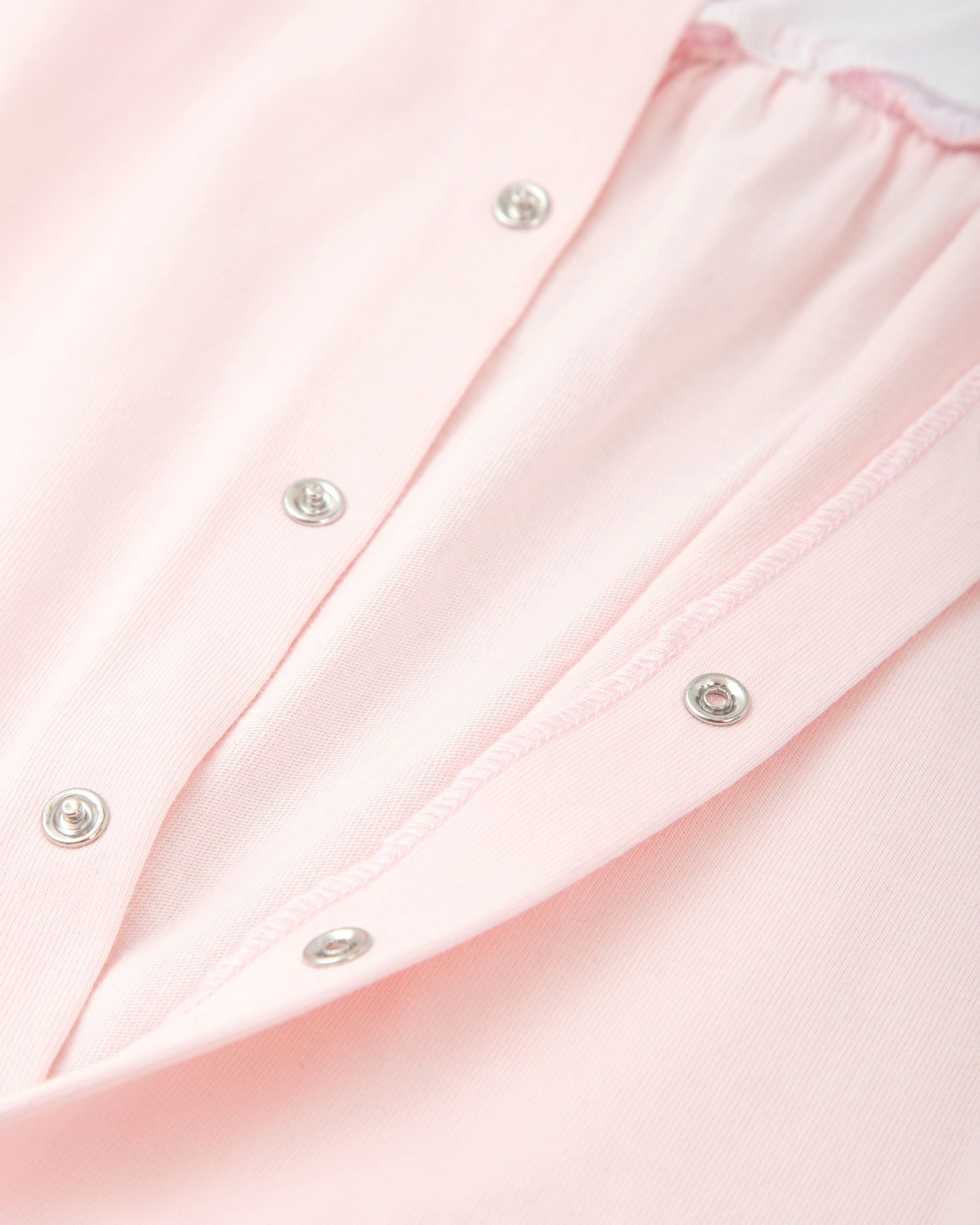 Babygrow Comprido Rosa com Detalhe Piqué em Branco Rosa-3