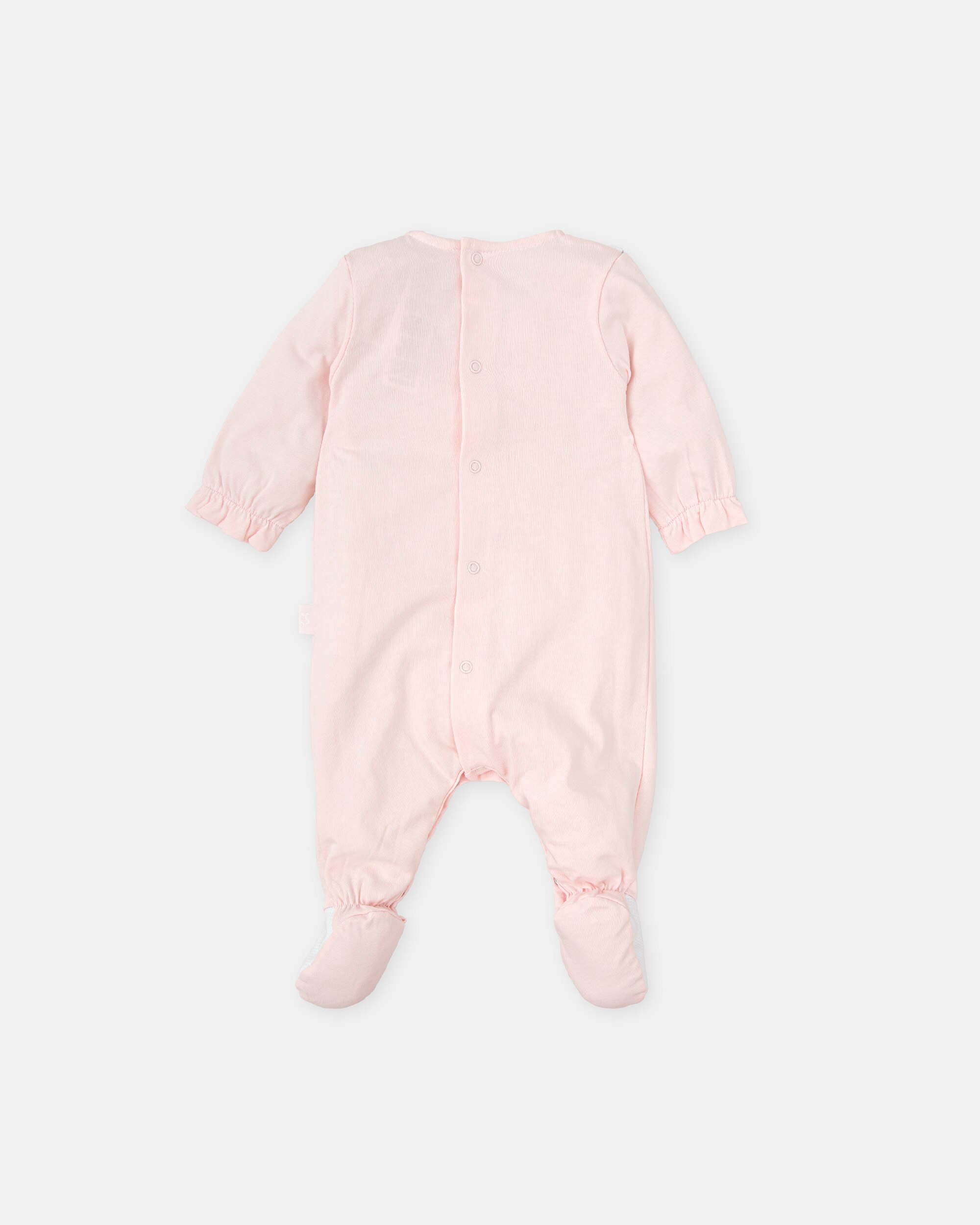 Babygrow Comprido Rosa com Detalhe Piqué em Branco Tutto Piccolo Rosa-2