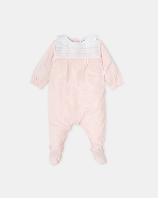 Imagem 0 de Babygrow de Bebé Comprido com Cenefa Bordada Rosa