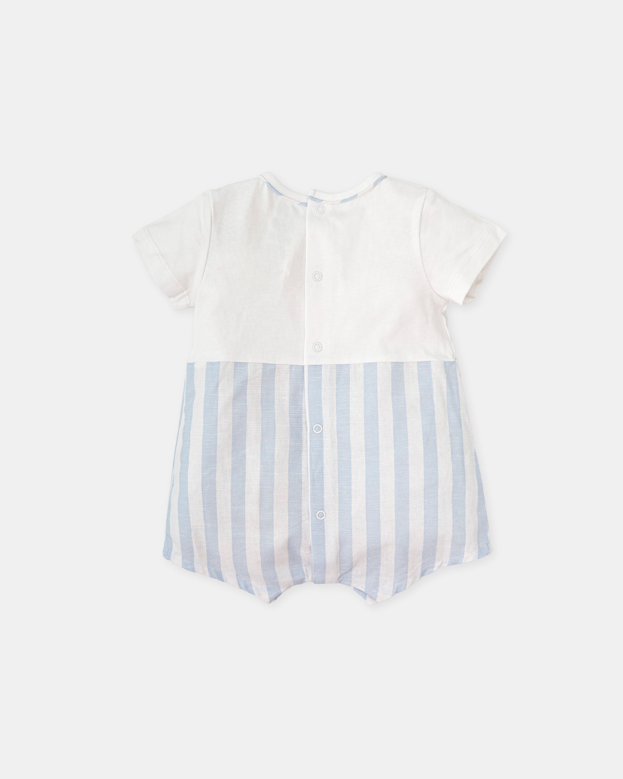 Babygrow Curto Efeito 2 em 1 Às Riscas em Azul Céu Tutto Piccolo Azul-claro-2