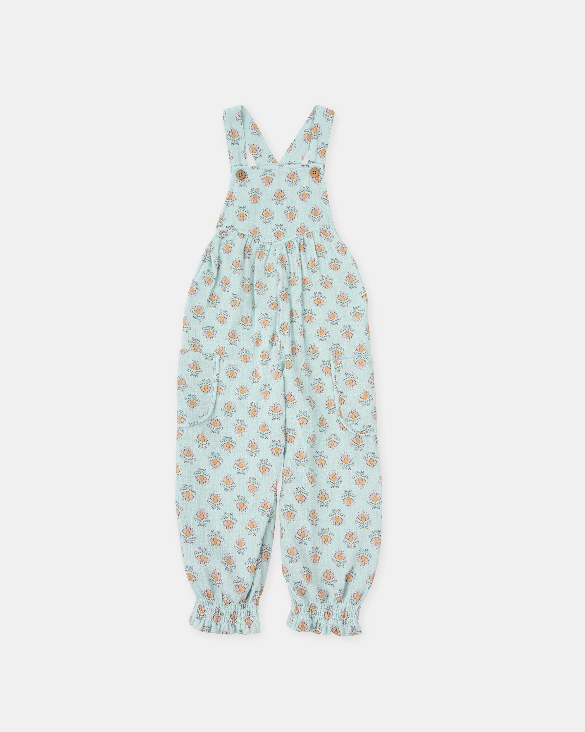 Macacão para Bebé Comprido de Bambula com Estampado Água-marinha-1