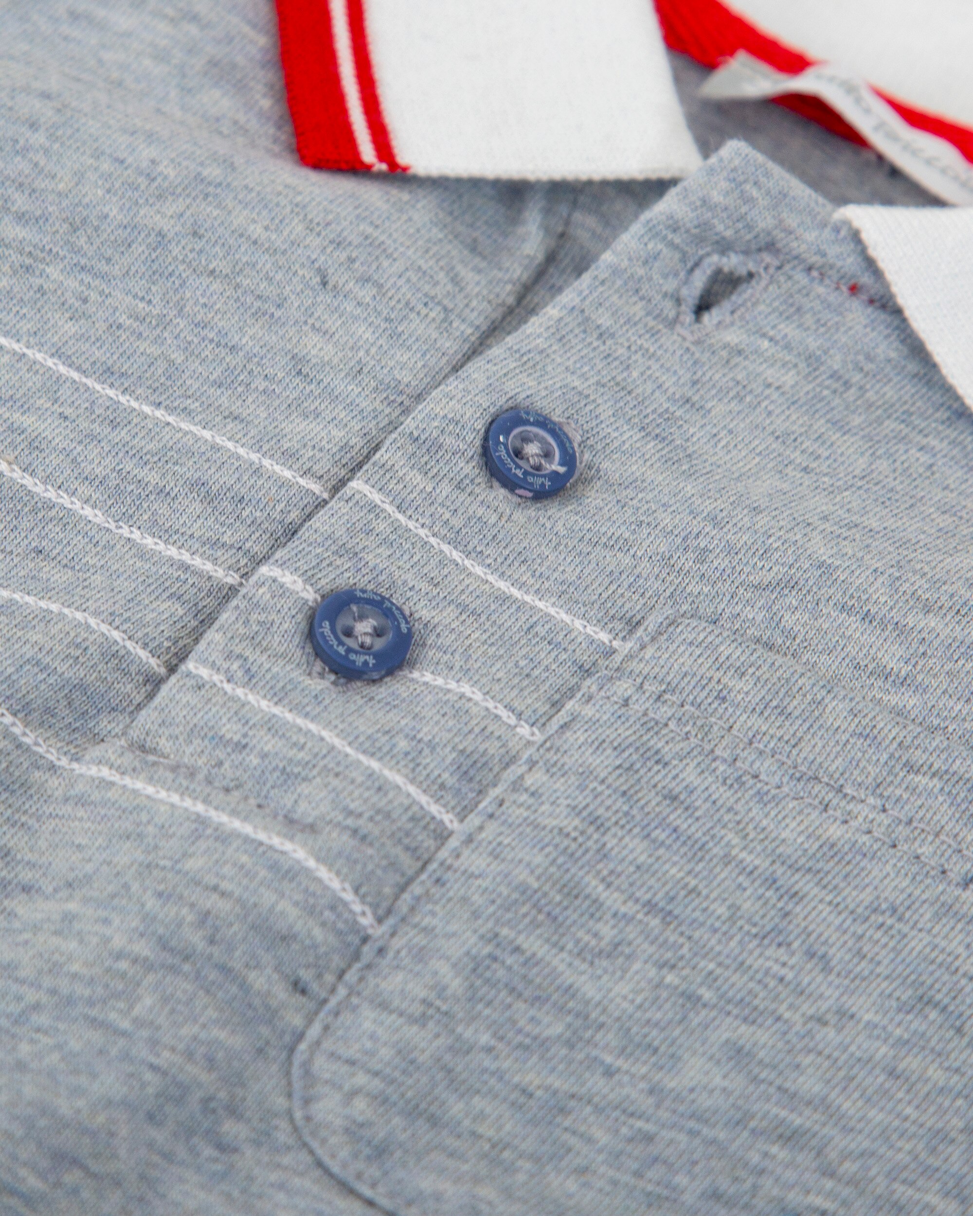 Polo para Bebé de Manga Curta com Bolso Tutto Piccolo Cinzento-3