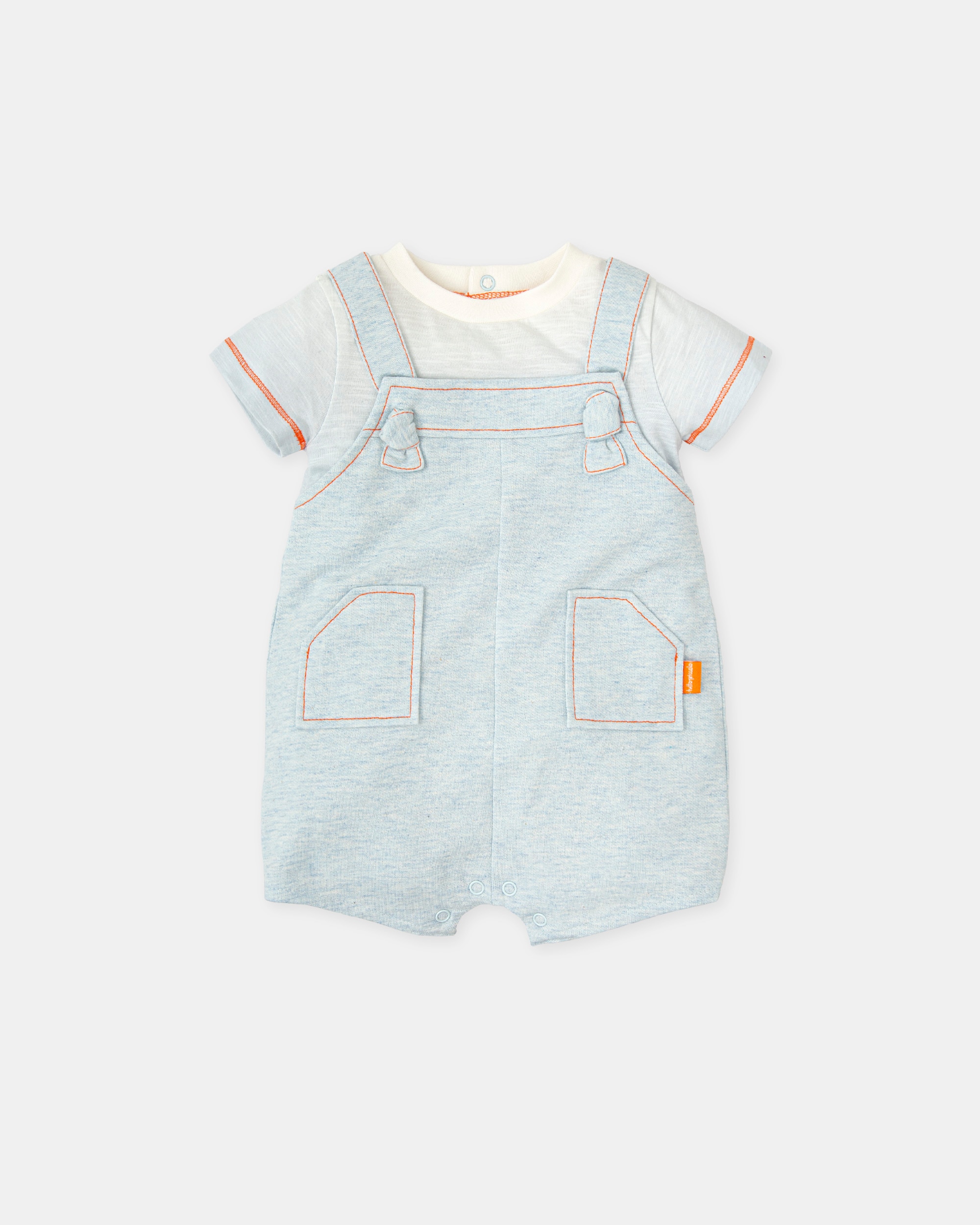 Babygrow Curto Efeito 2 em 1 em Porcelana Tutto Piccolo Azul-claro-1