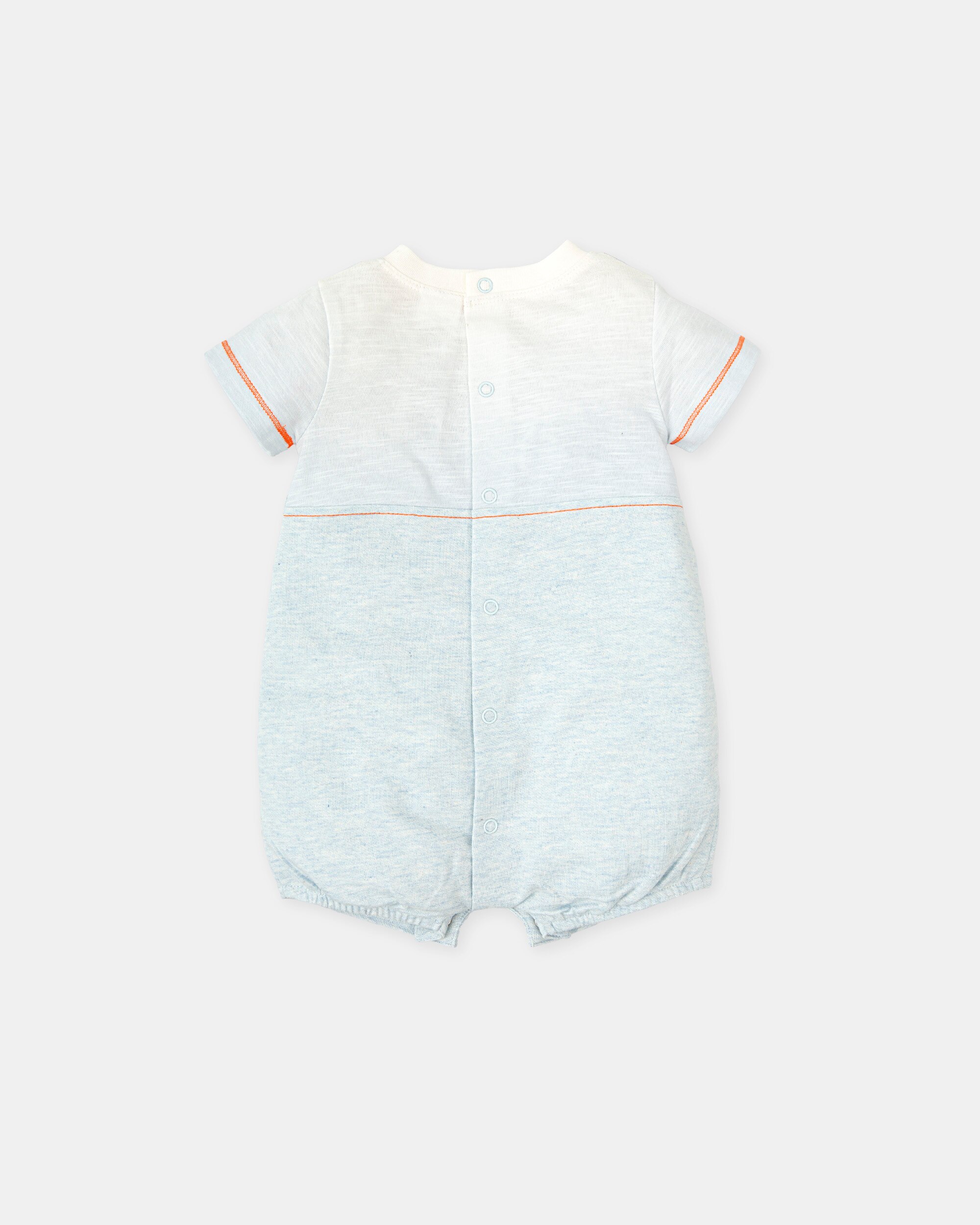 Babygrow Curto Efeito 2 em 1 em Porcelana Tutto Piccolo Azul-claro-2