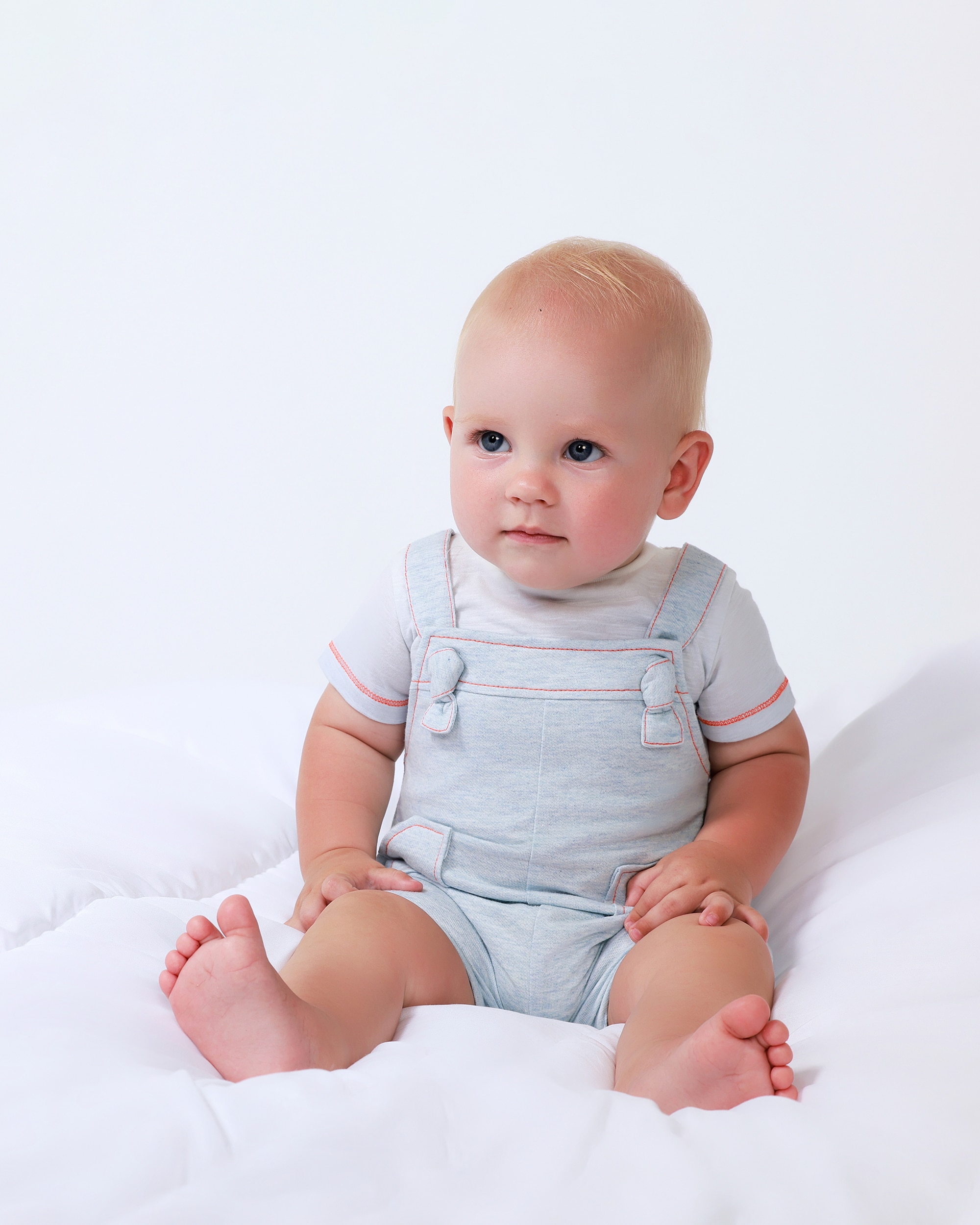 Babygrow Curto Efeito 2 em 1 em Porcelana Tutto Piccolo Azul-claro-4
