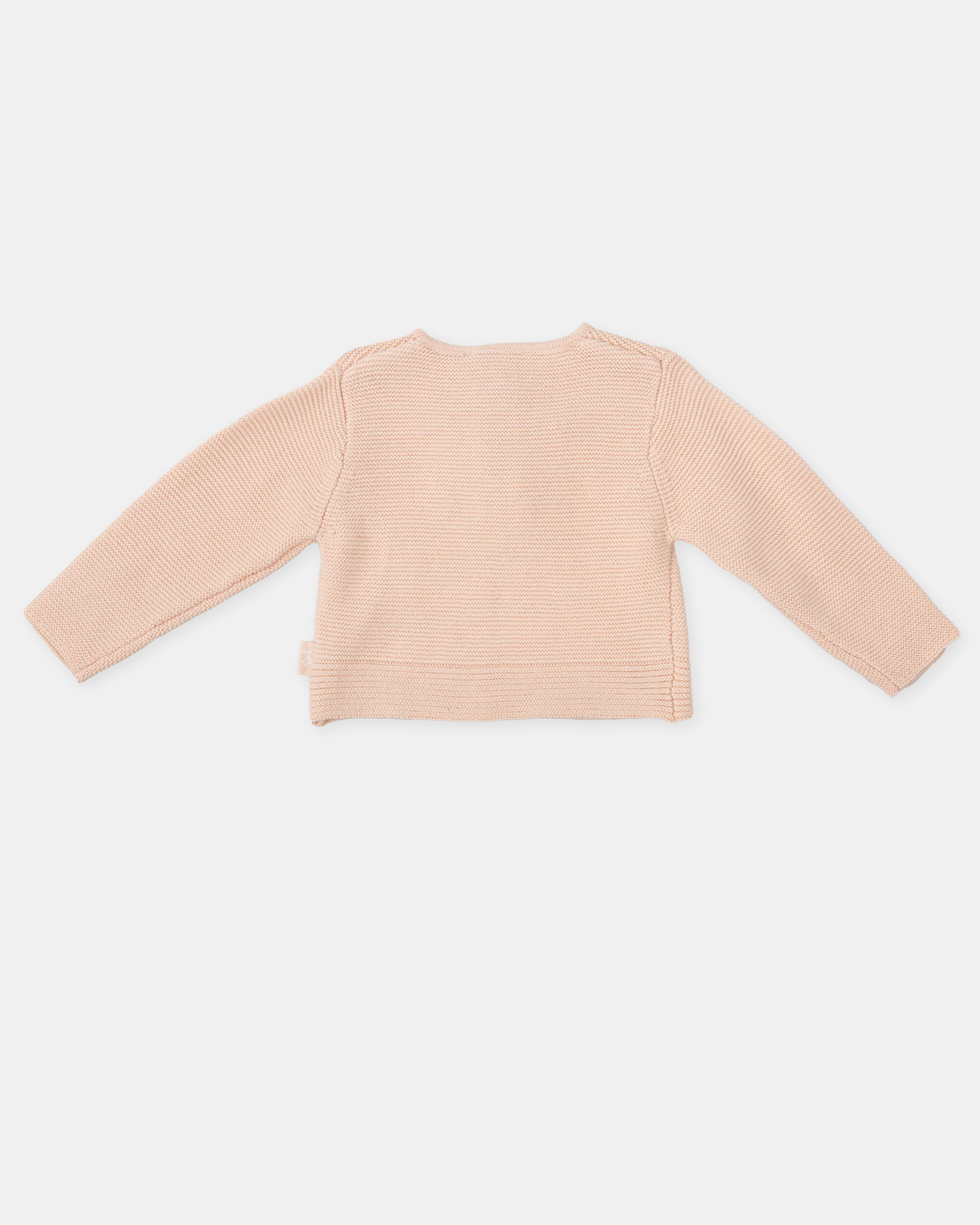 Casaco Tricot para Bebé com Gola Redonda e Fecho de Botão Rosa-2