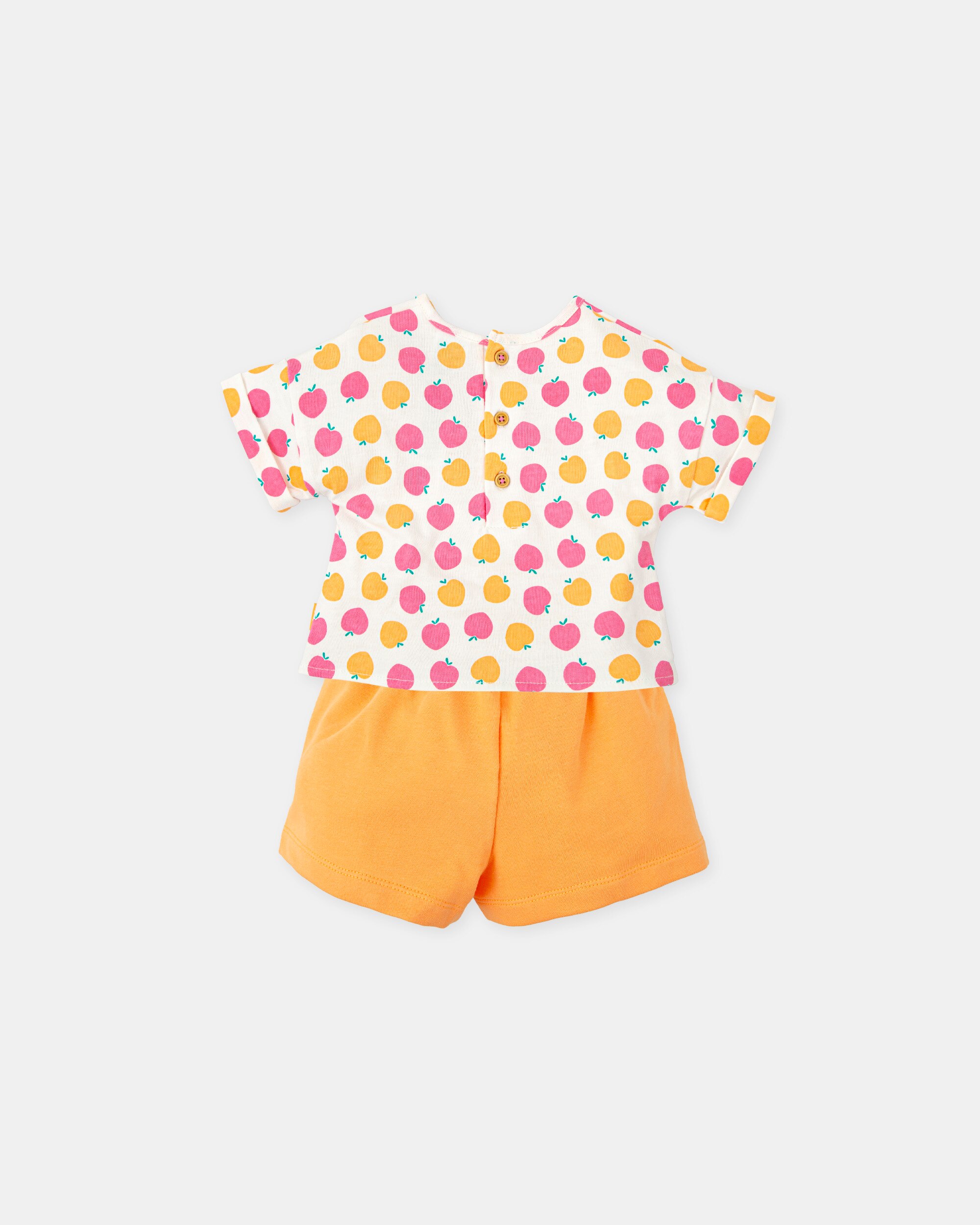 Conjunto para Bebé de T-shirt de Frutas e Shorts em Laranja Tutto Piccolo Laranja-2