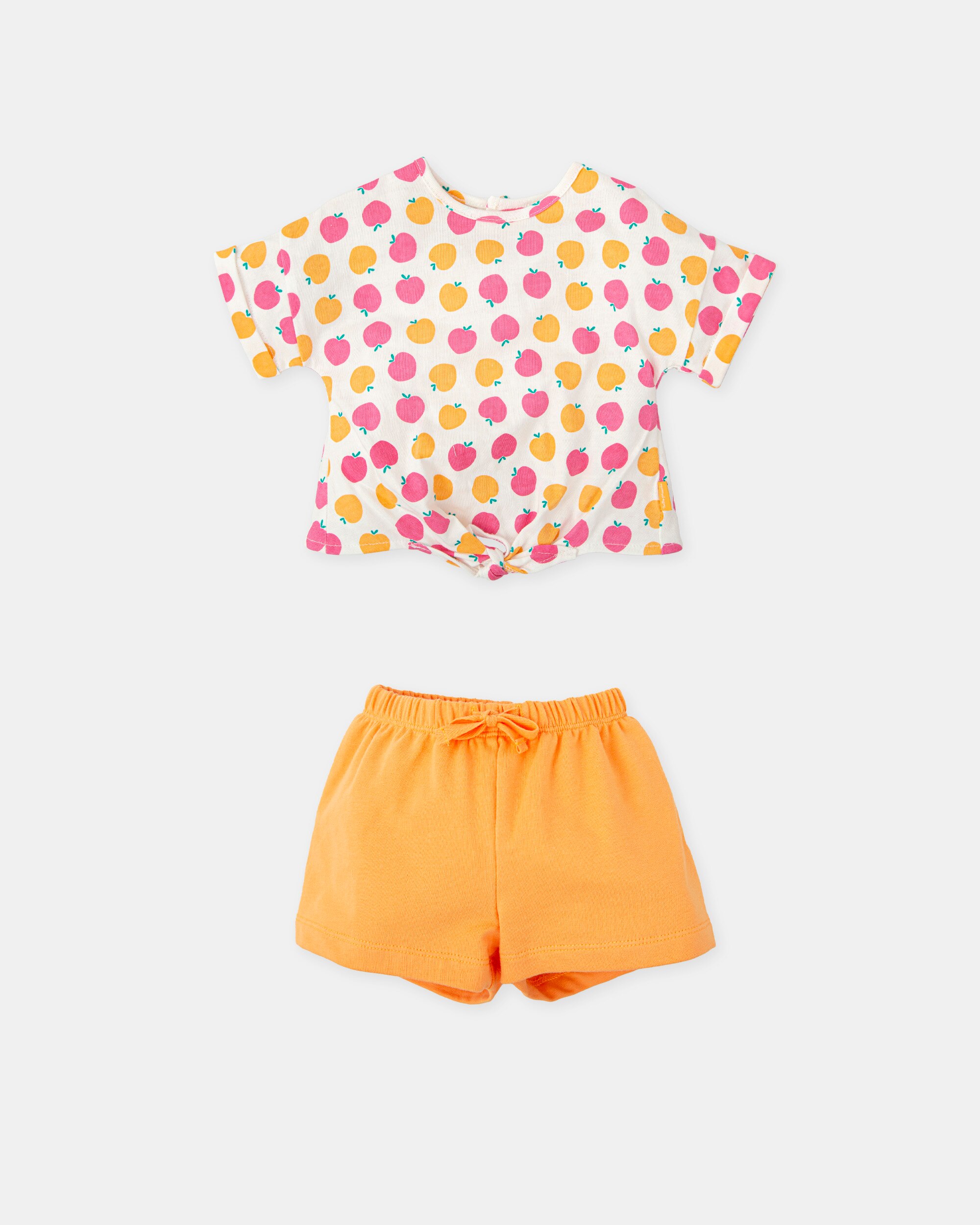 Conjunto para Bebé de T-shirt de Frutas e Shorts em Laranja Tutto Piccolo Laranja-3