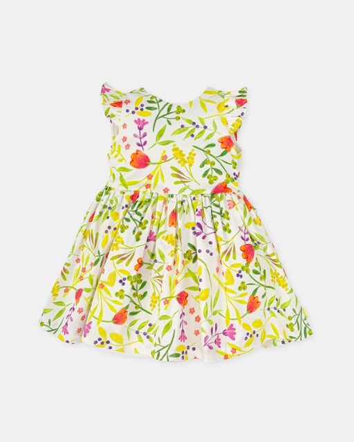 Imagem 0 de Vestido Infantil em Cetin com Estampado de Flores