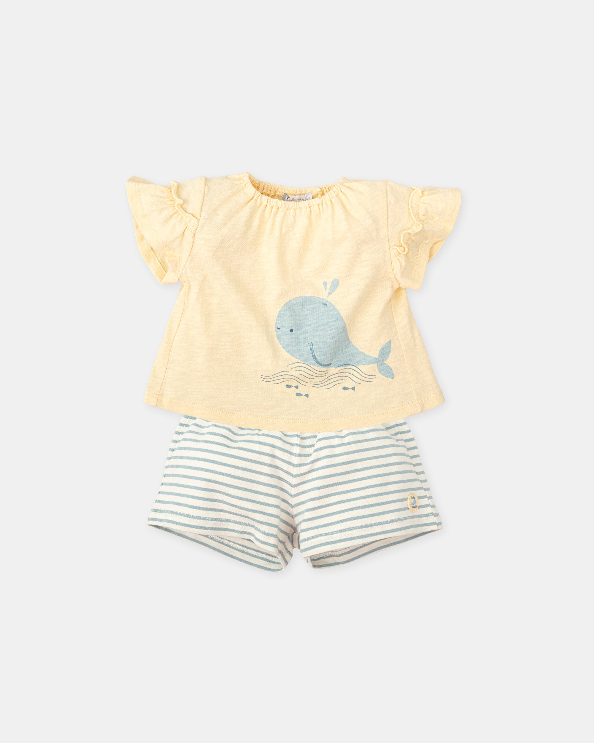 Conjunto para Bebé 2 Peças Motivo Baleia em Amarelo Amarelo-1