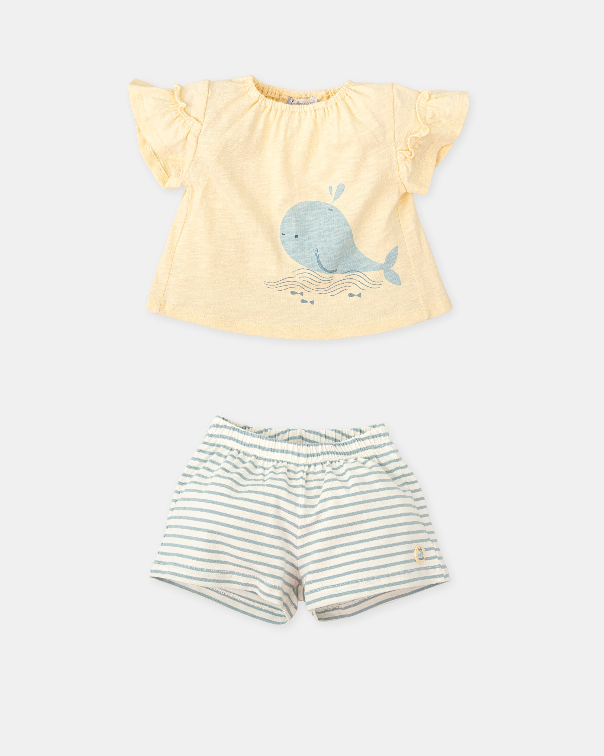 Conjunto para Bebé 2 Peças Motivo Baleia em Amarelo Amarelo-3