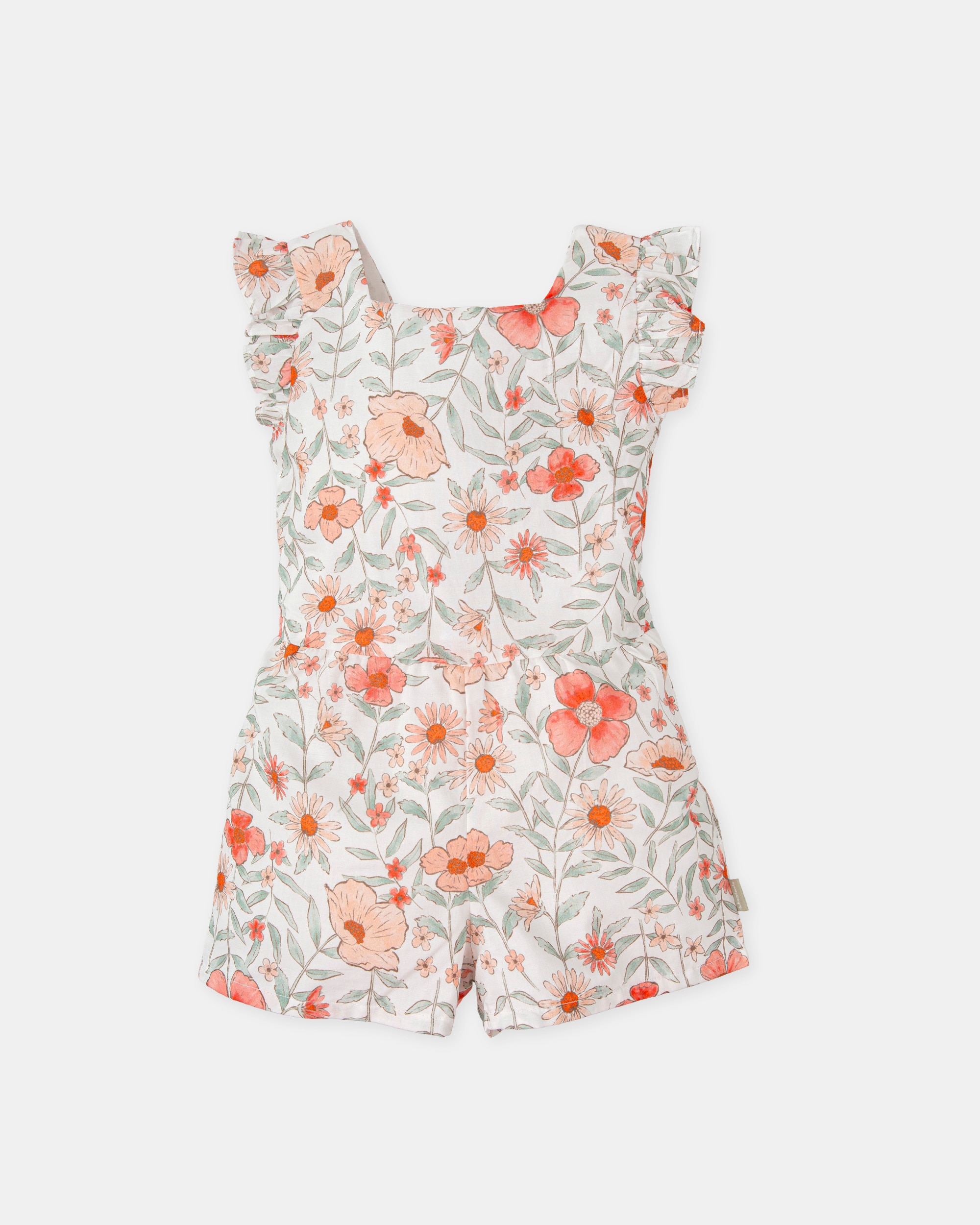 Macacão para Bebé Curto em Voile com Estampado Floral Multicolor-1