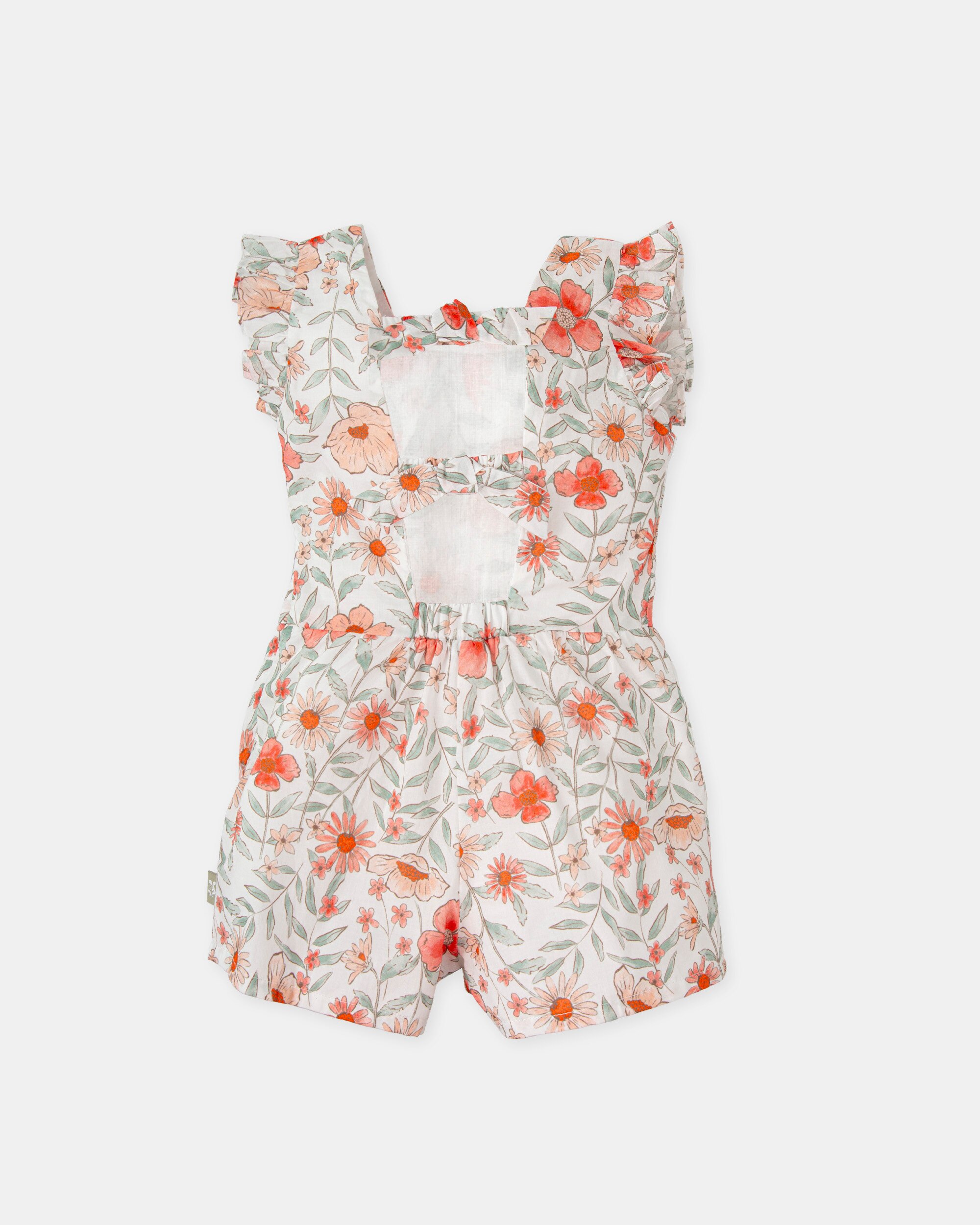 Macacão para Bebé Curto em Voile com Estampado Floral Multicolor-2