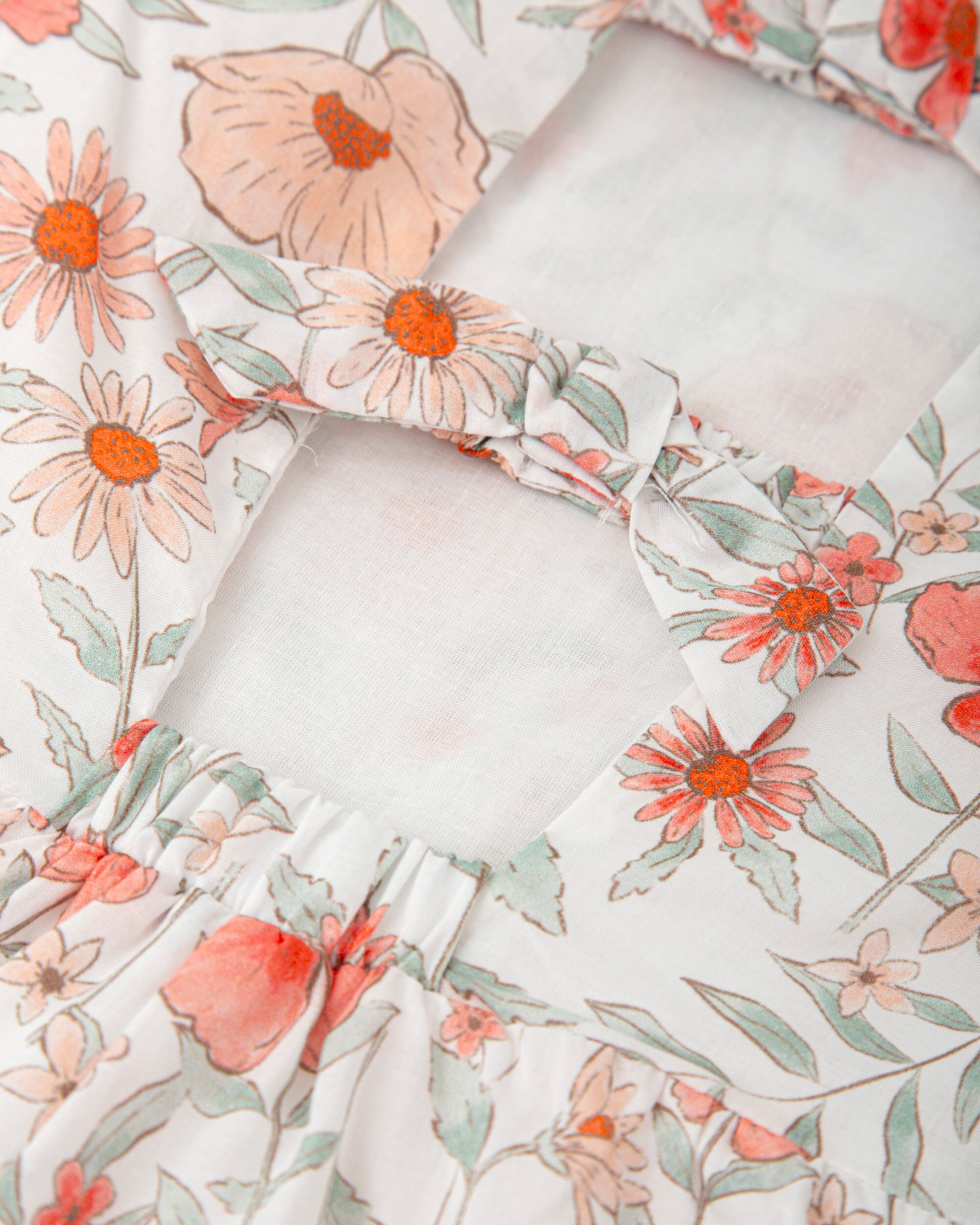 Macacão para Bebé Curto em Voile com Estampado Floral Multicolor-3
