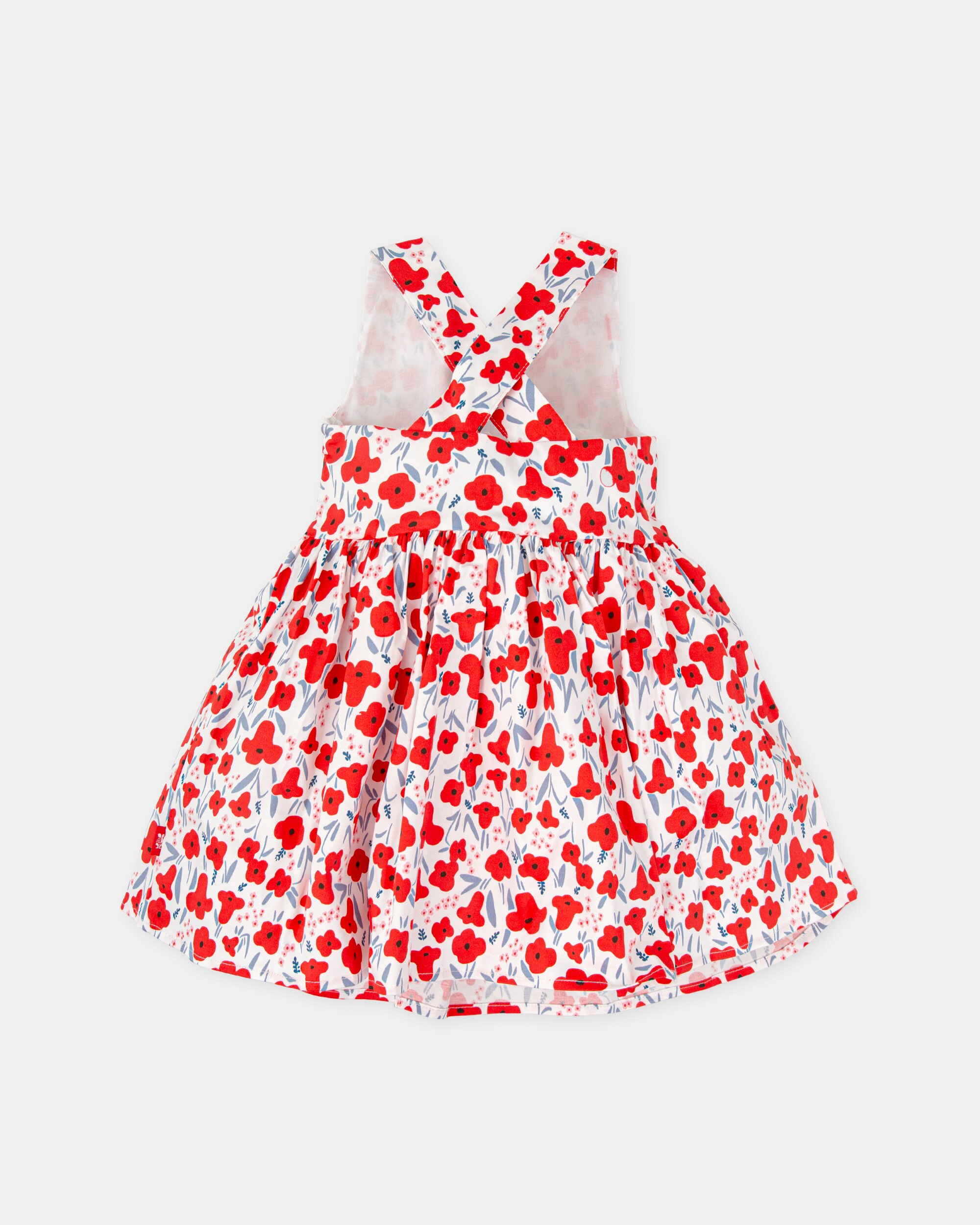 Vestido para Bebé em Cetim de Flores em Vermelho Vermelho / Branco-2
