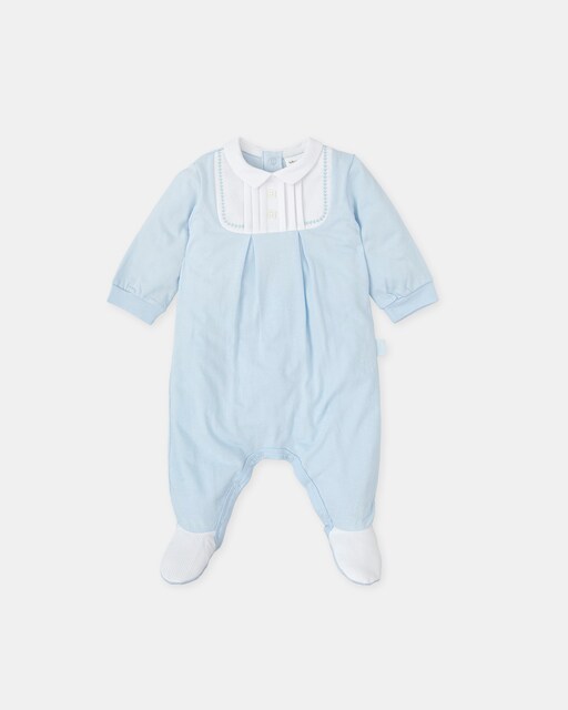 Imagem 0 de Babygrow de Bebé Comprido Azul Céu com Detalhe Piqué Branco