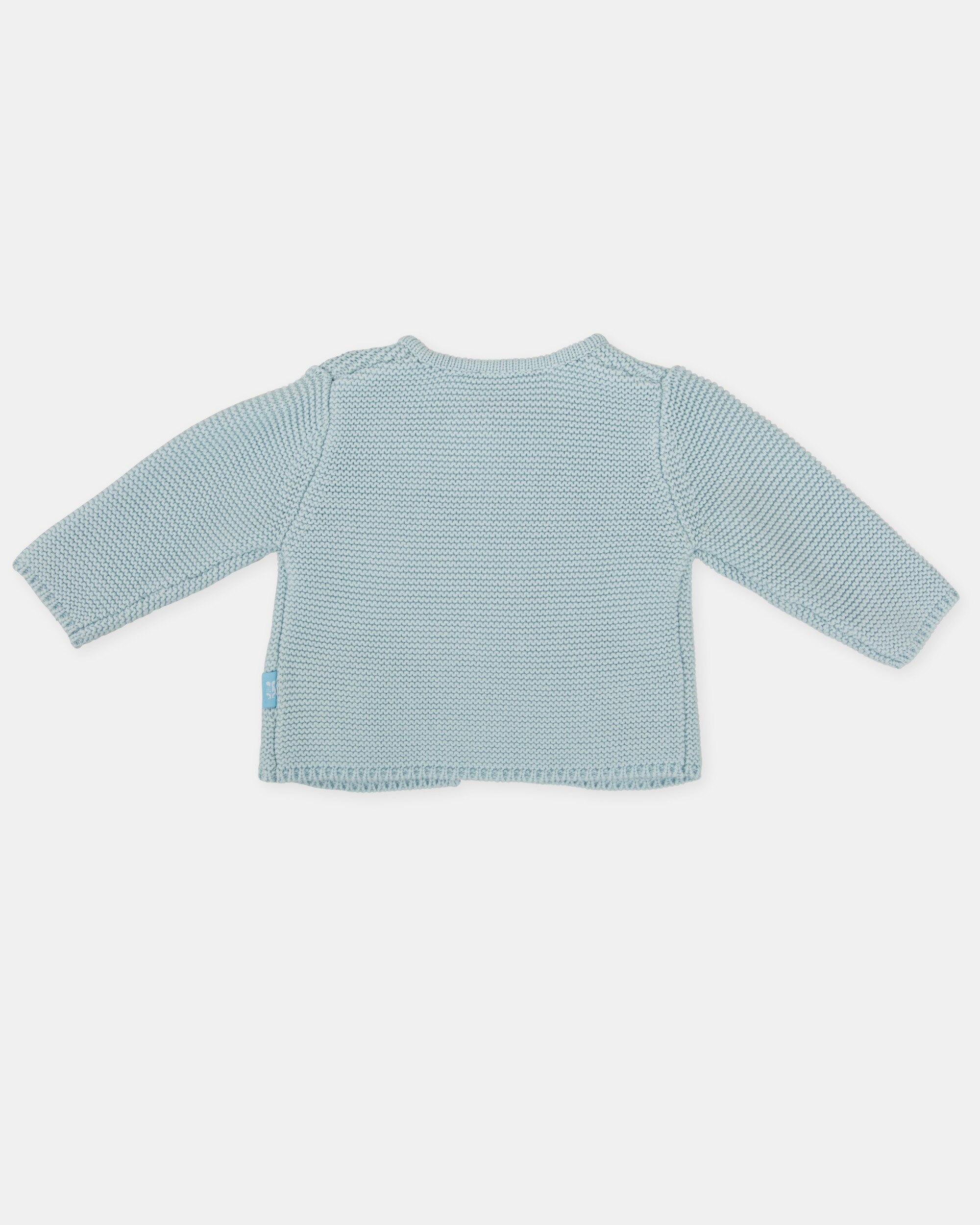 Casaco de Tricot para Bebé com Bolsos e Fecho de Botão Azul-claro-2