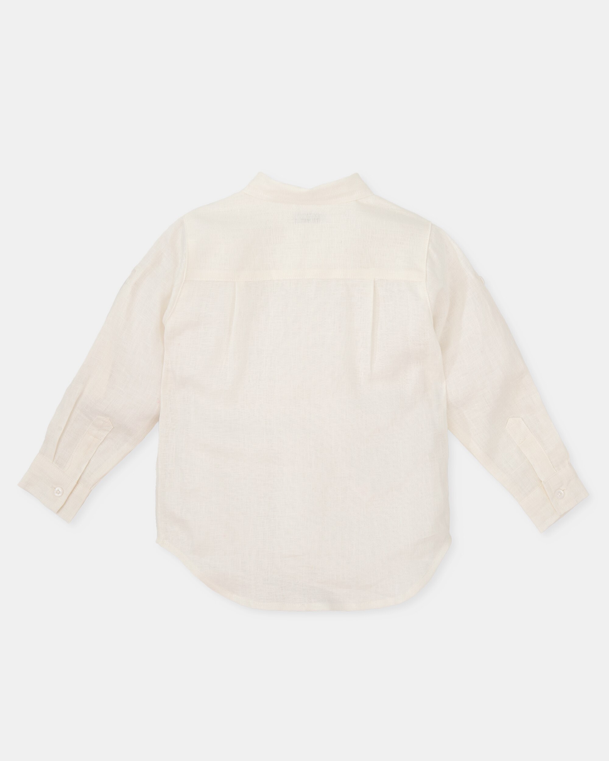 Camisa Infantil em Linho de Manga Comprida Branco-2