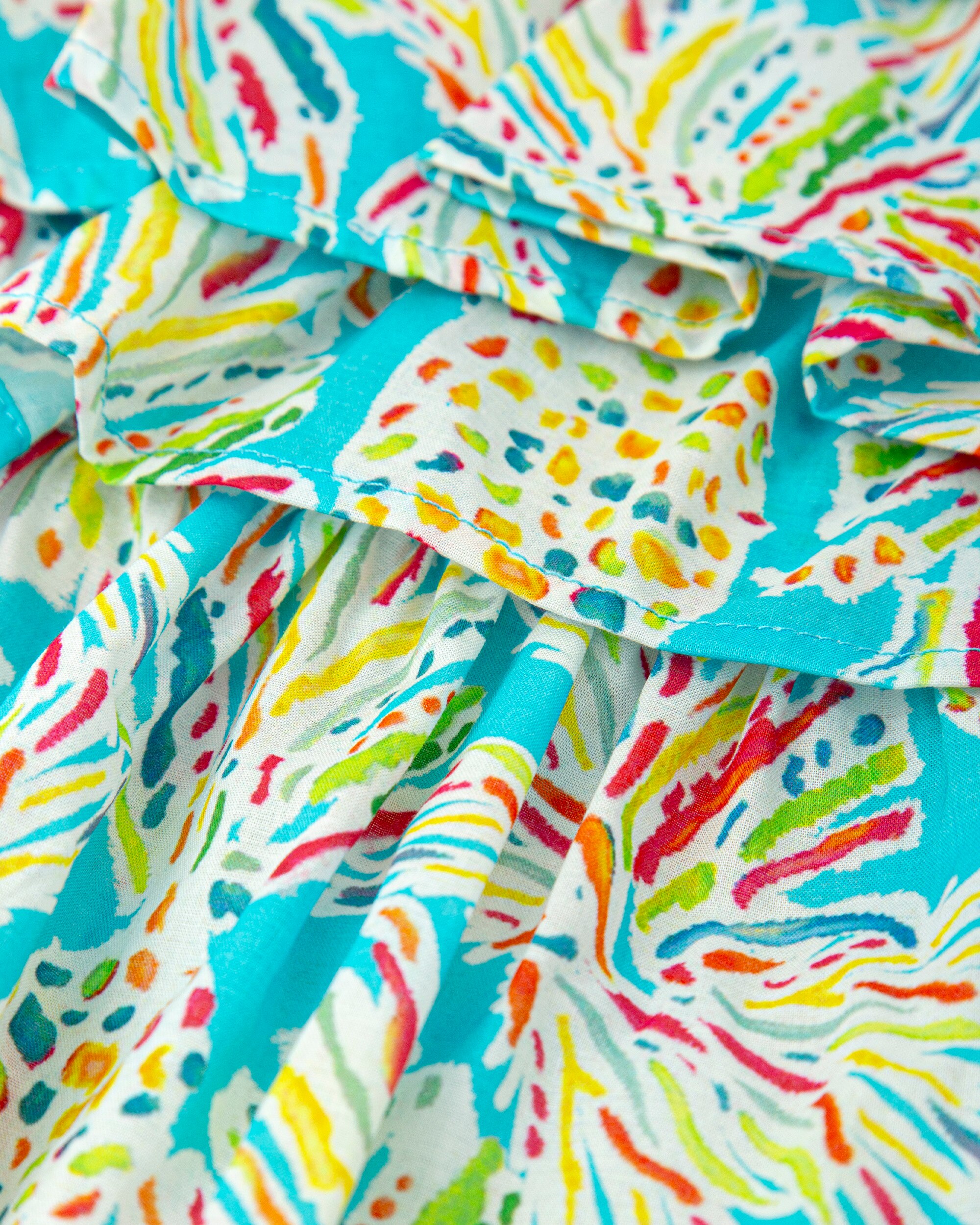 Vestido Infantil sem Mangas Estampado de Ananases em Água-marinha Tutto Piccolo Água-marinha-3