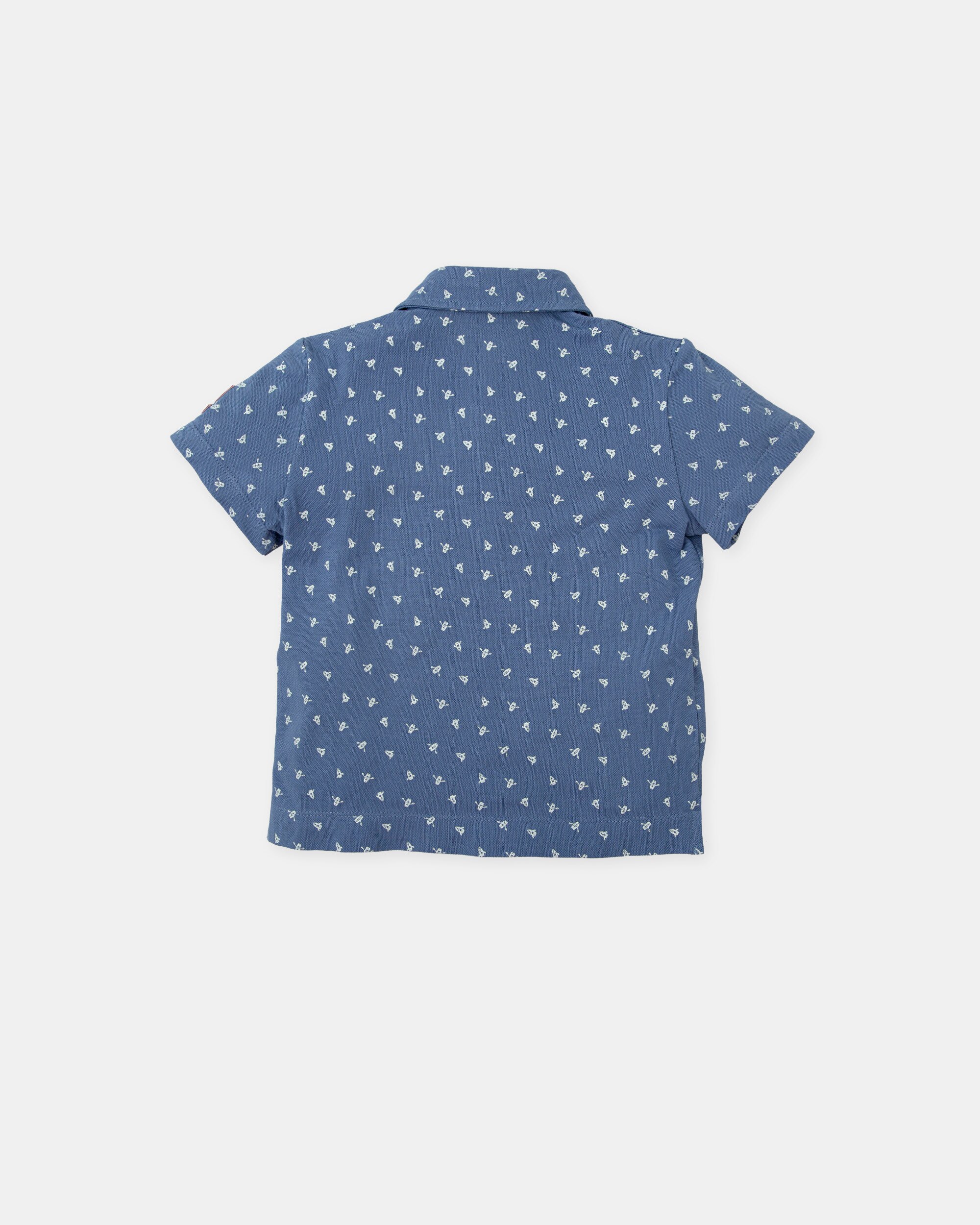Polo Infantil de Manga Curta com Estampado de Barcos Azul / Branco-2