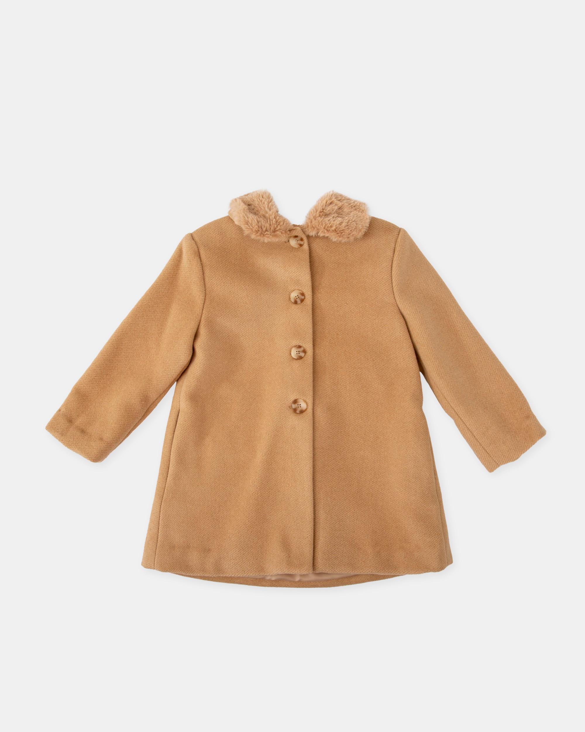 Sobretudo de Pano Camel com Gola de Pelo Tutto Piccolo Camel-1