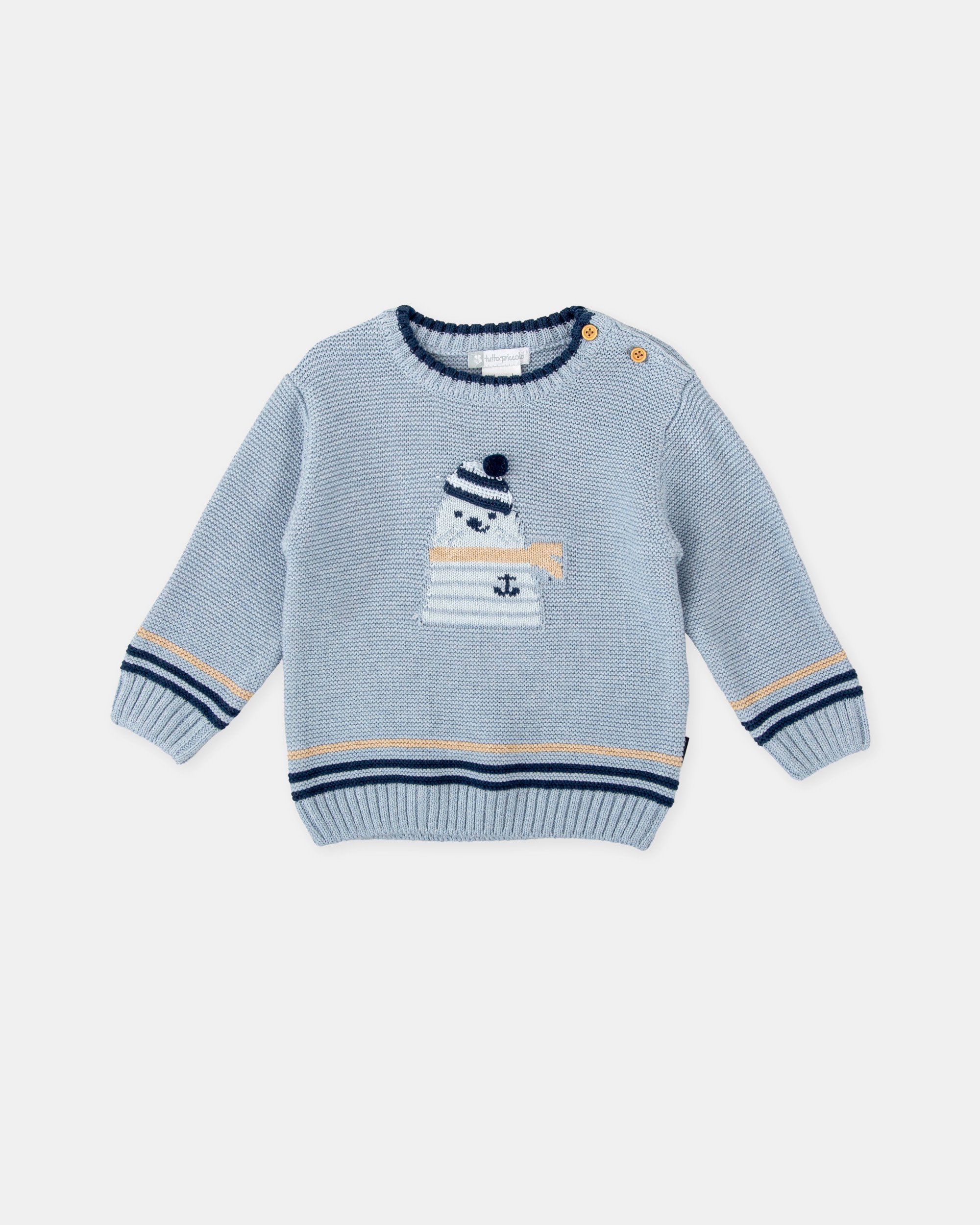 Camisola Tricot de Bebé Foca Porcelana Tutto Piccolo Azul-claro-1