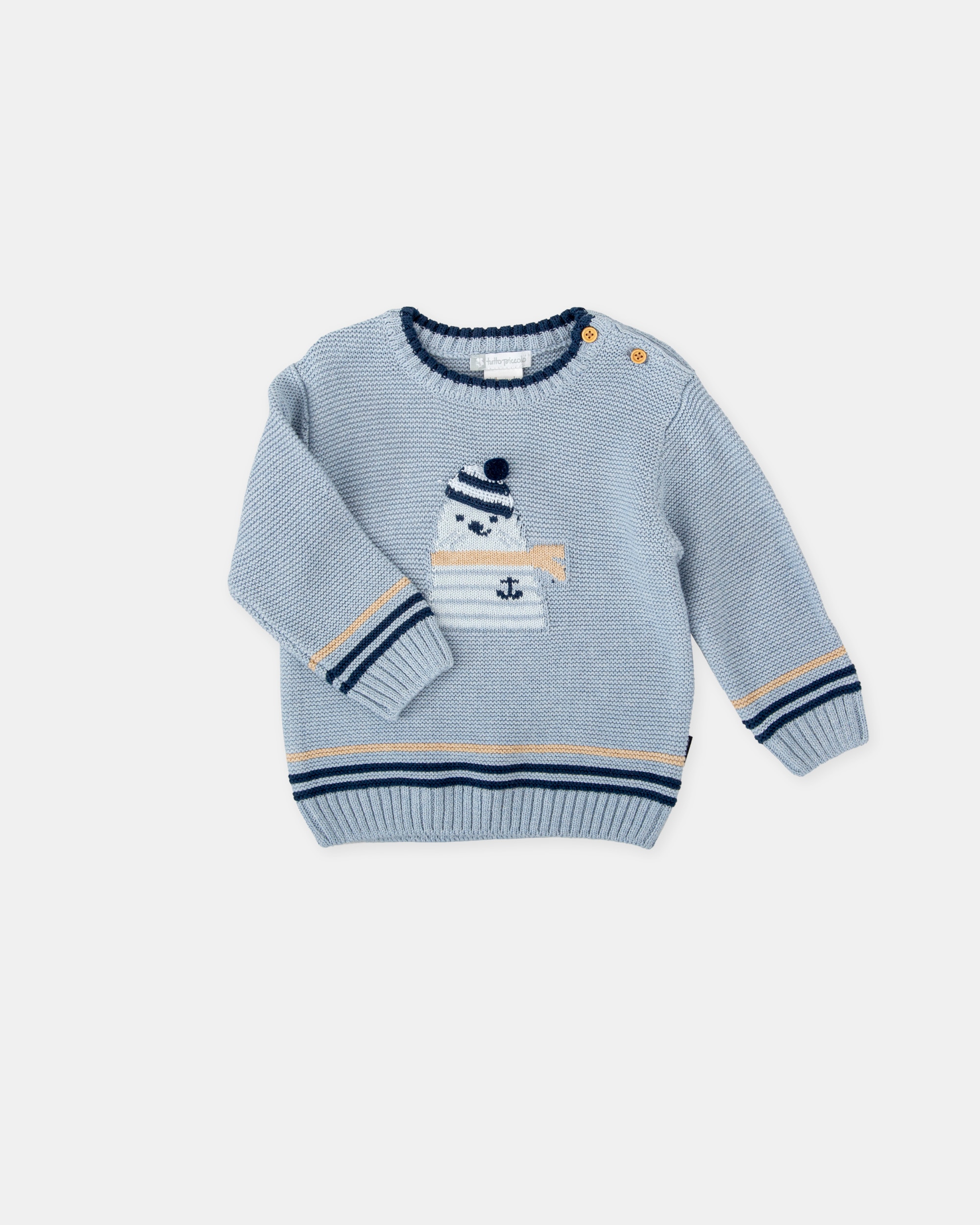 Camisola Tricot de Bebé Foca Porcelana Tutto Piccolo Azul-claro-4