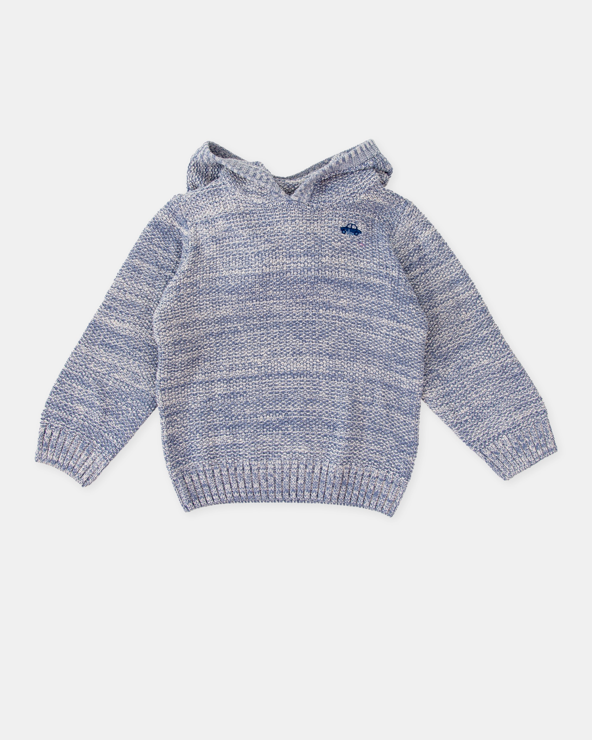 Camisola de Tricot Infantil com Capuz Azul Tutto Piccolo Azul-1