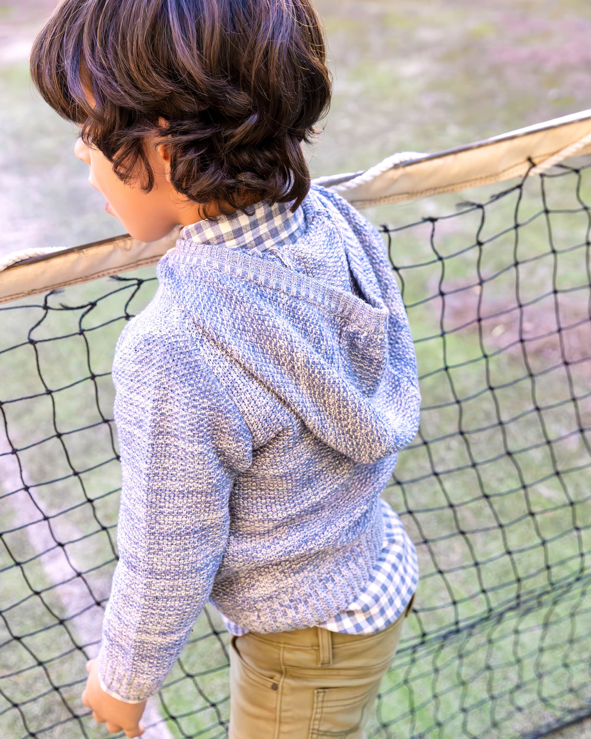 Camisola de Tricot Infantil com Capuz Azul Tutto Piccolo Azul-3