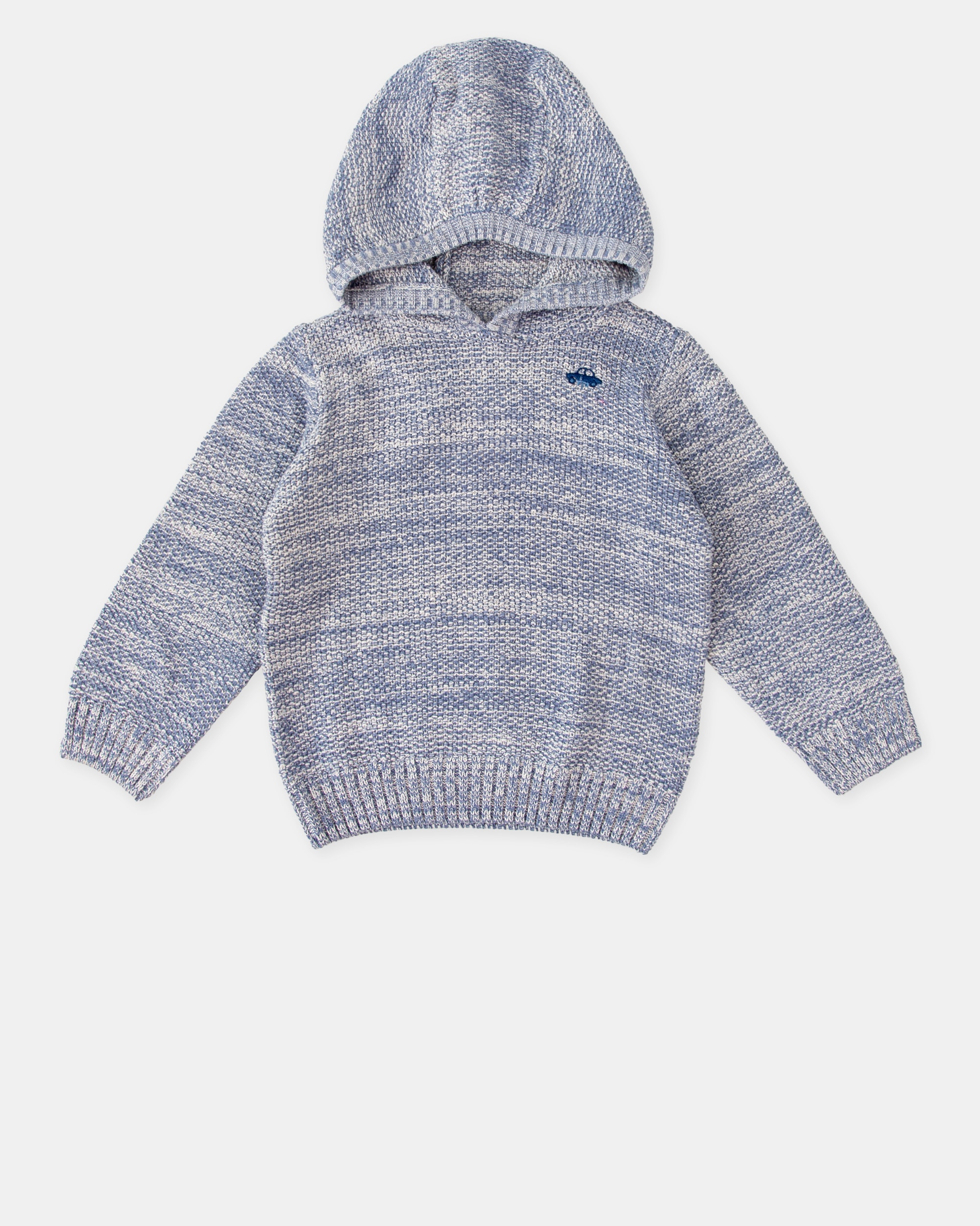 Camisola de Tricot Infantil com Capuz Azul Tutto Piccolo Azul-4