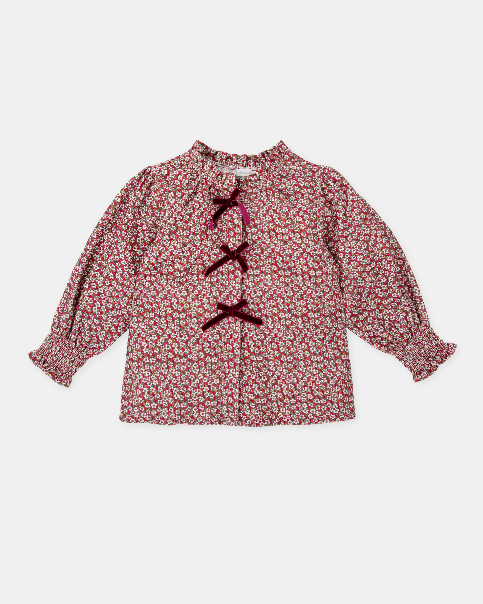 Blusa Infantil Flores Bordeaux Tutto Piccolo Grená-1