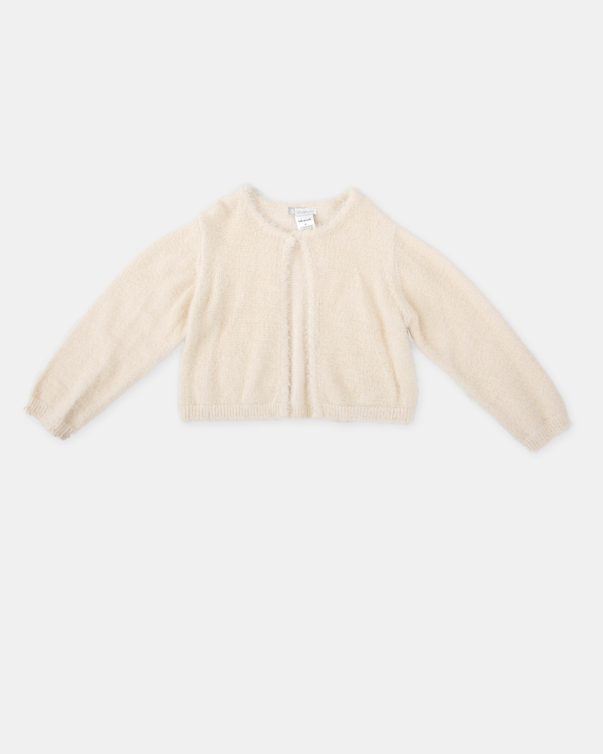 Casaco de Tricot para Bebé Efeito Mohair em Cru Tutto Piccolo Cru-1
