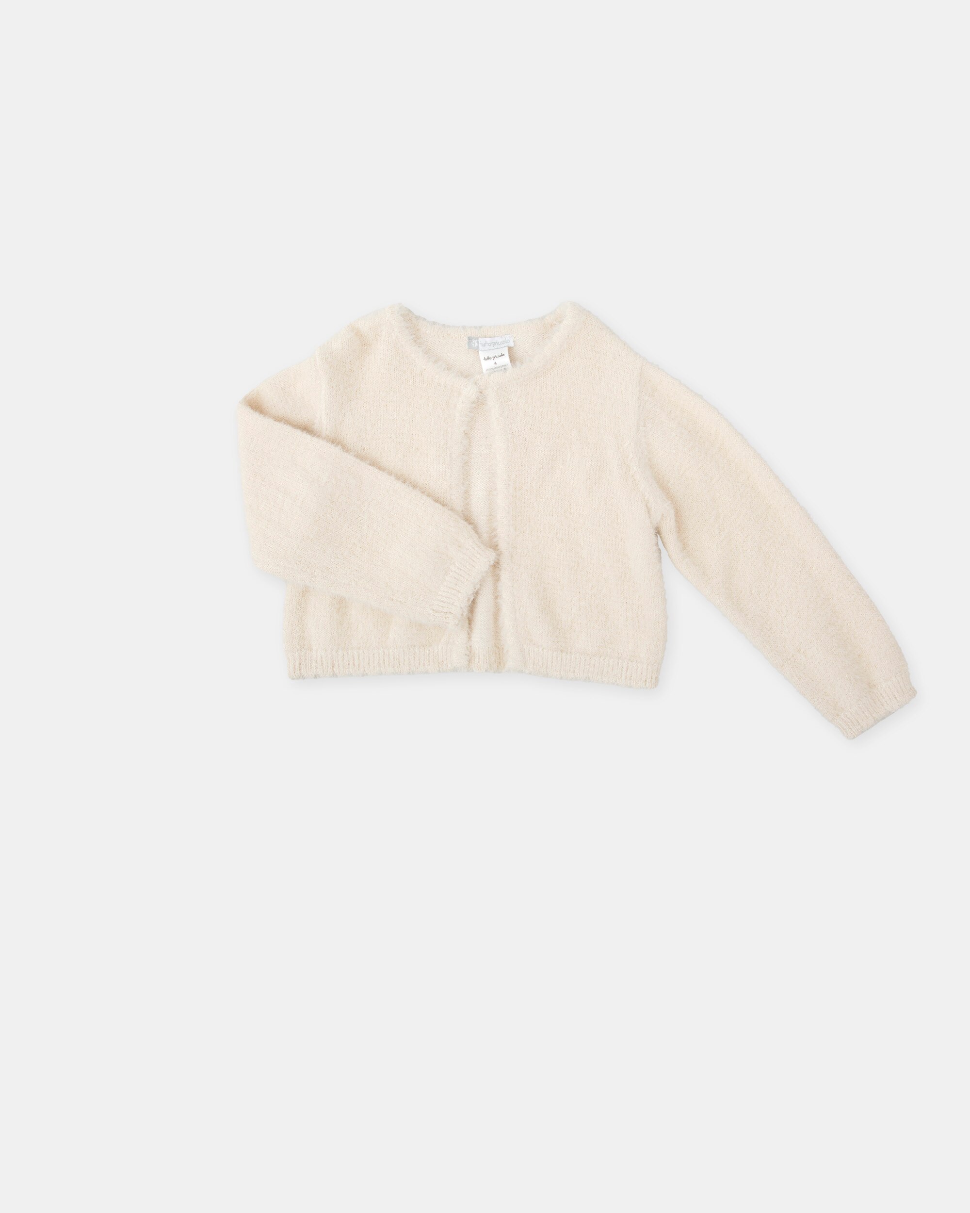 Casaco de Tricot para Bebé Efeito Mohair em Cru Tutto Piccolo Cru-3