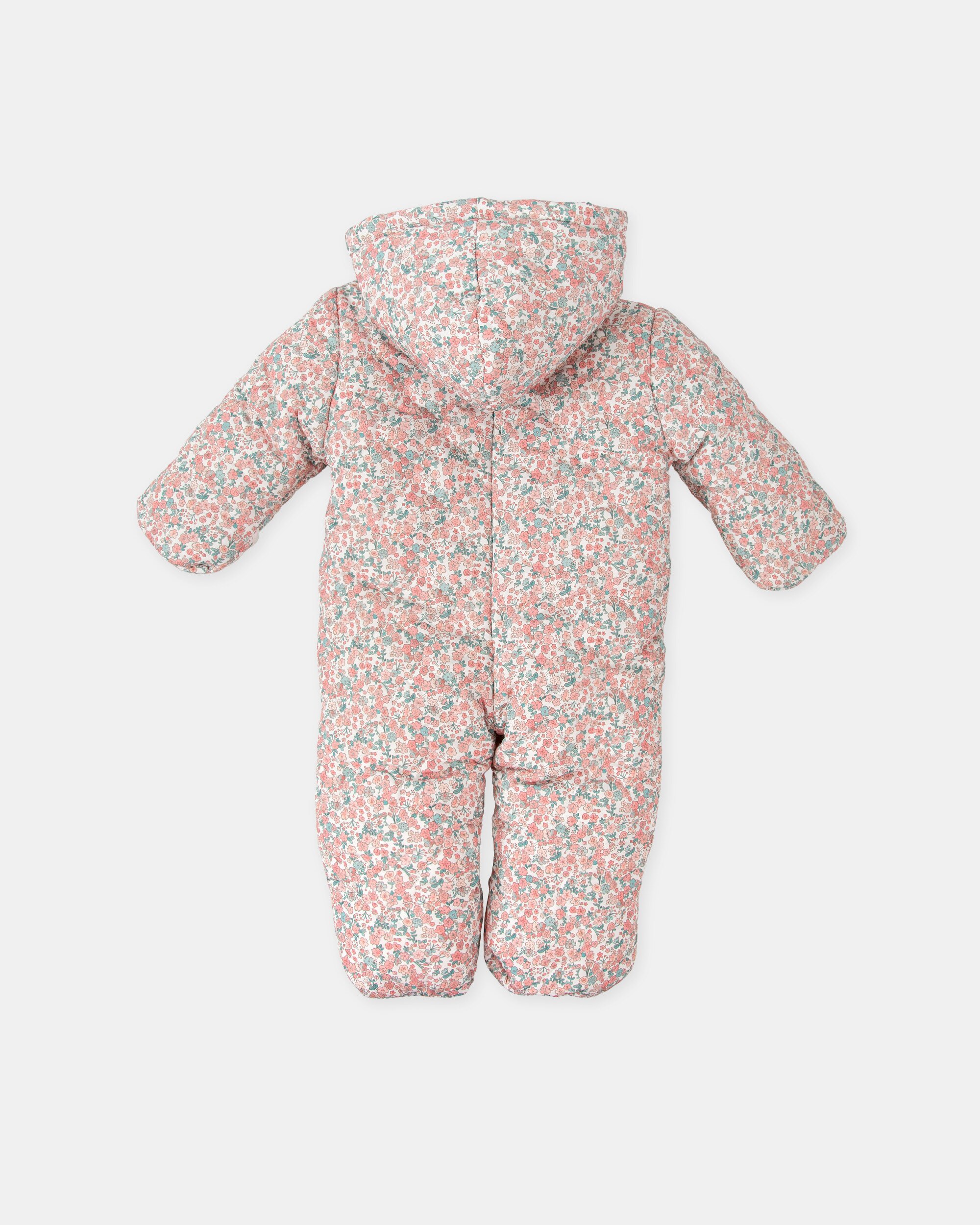 Macacão Acolchoado para Bebé com Capuz Flores Pétalo Tutto Piccolo Rosa-2