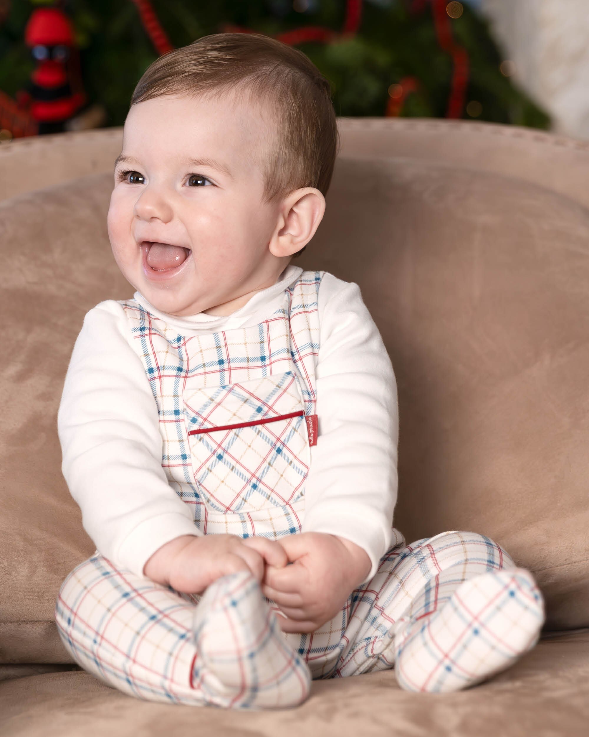 Babygrow com Pé para Bebé Efeito 2 em 1 Branco aos Quadrados Tutto Piccolo Branco-3