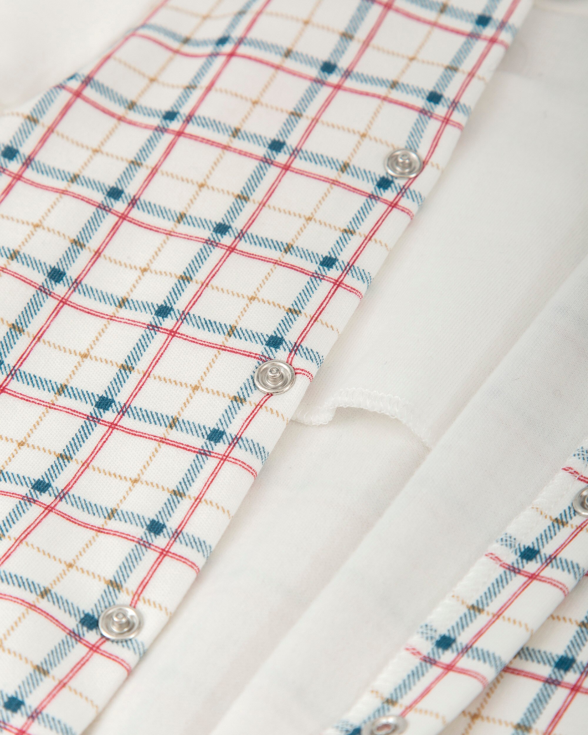 Babygrow com Pé para Bebé Efeito 2 em 1 Branco aos Quadrados Tutto Piccolo Branco-4