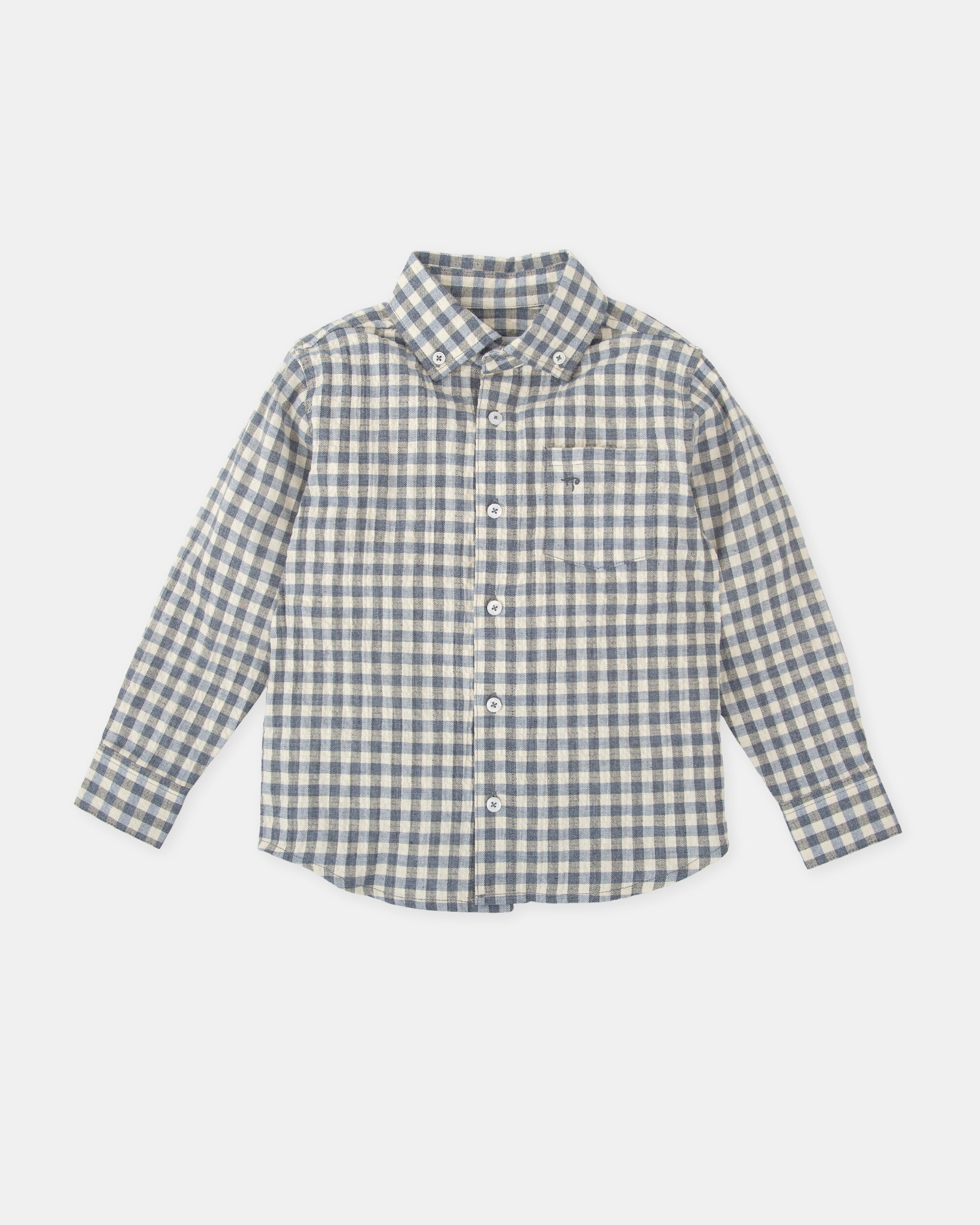 Camisa para Bebé aos Quadrados em Azul Tutto Piccolo Azul-1
