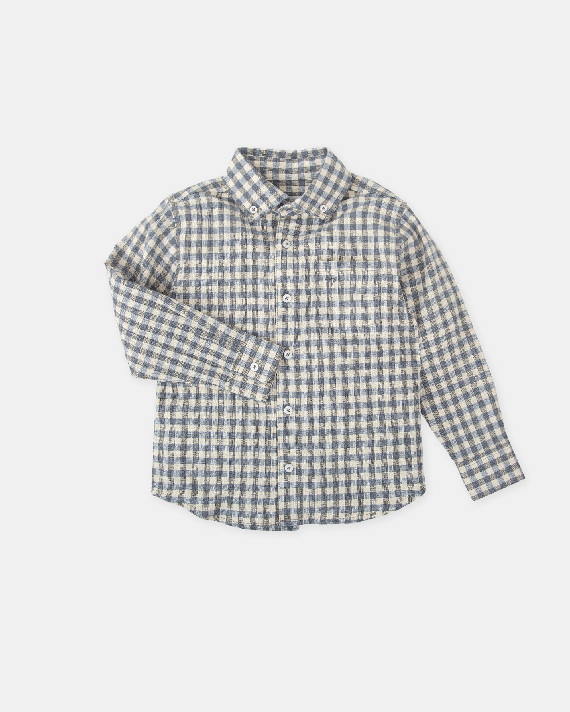 Camisa para Bebé aos Quadrados em Azul Tutto Piccolo Azul-3