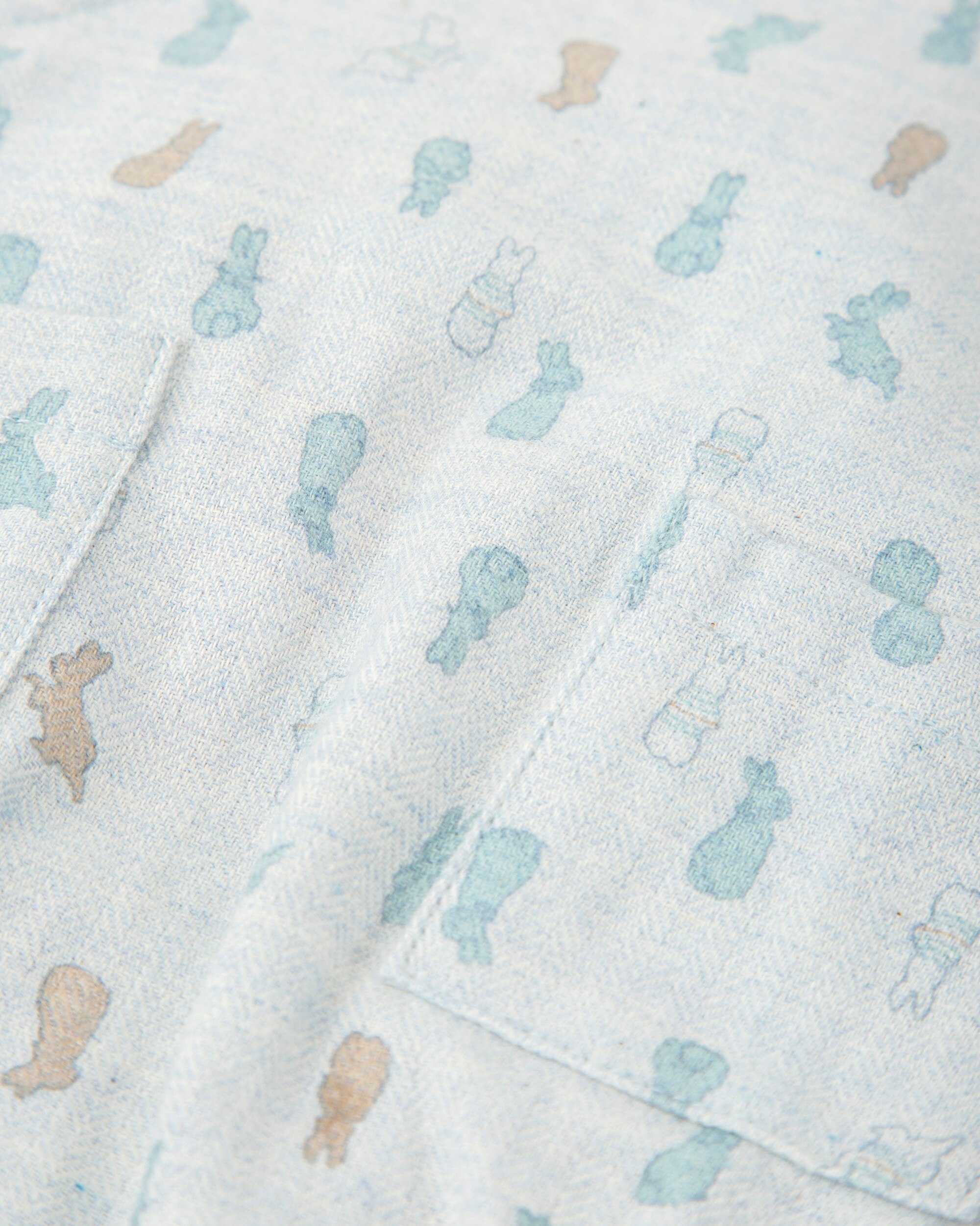 Conjunto para Bebé de Macacão Curto Coelhos com Meias Azul-claro-4