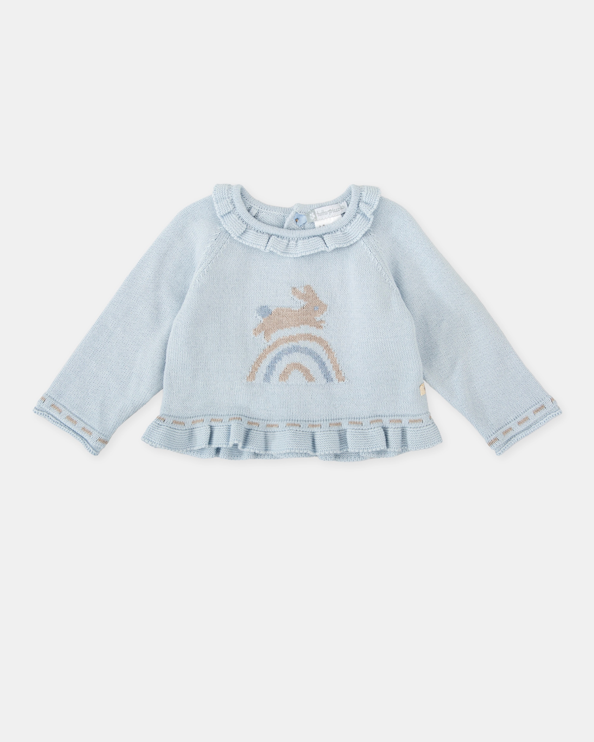 Camisola de Malha para Bebé Coelho Porcelana Tutto Piccolo Azul-claro-1