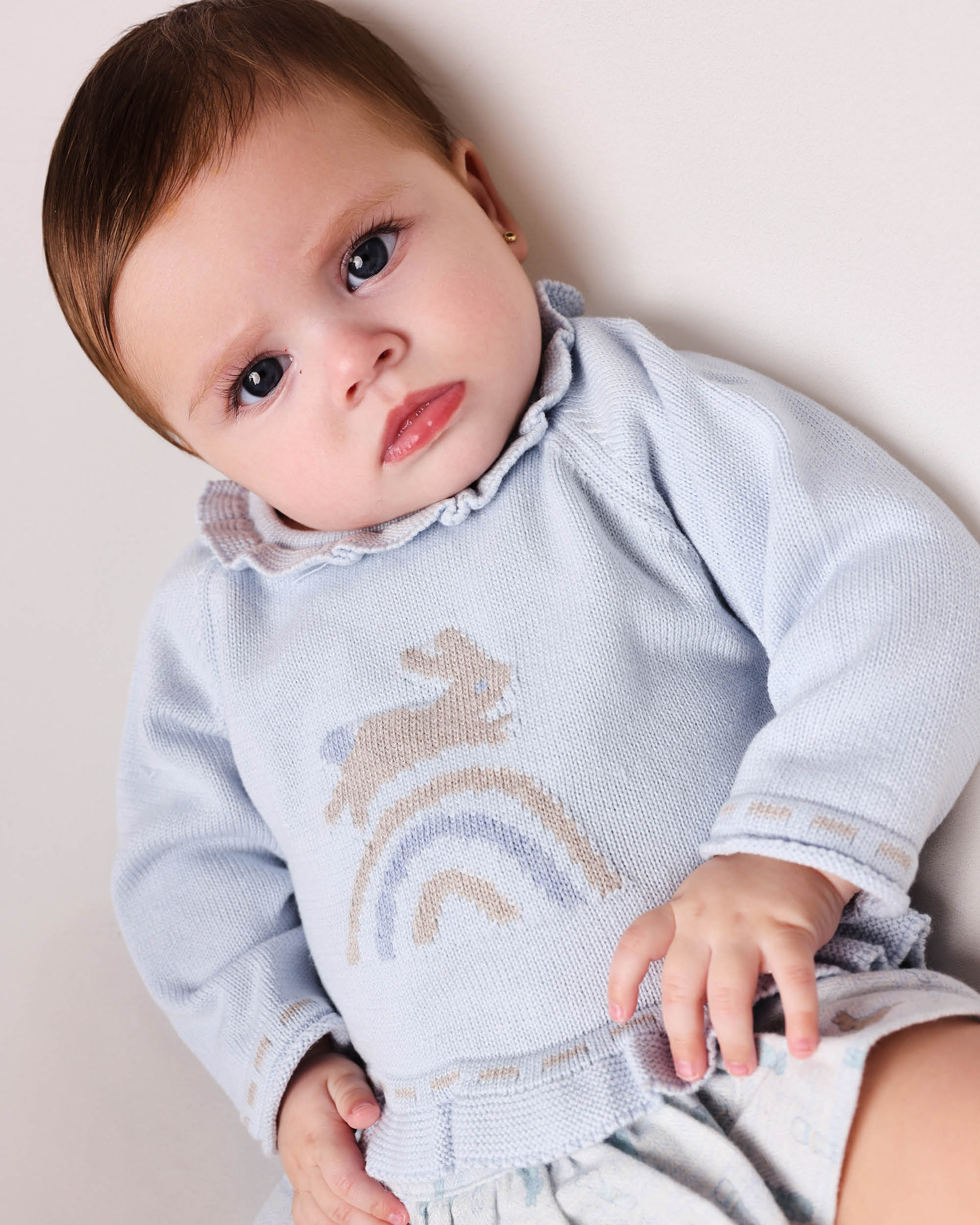 Camisola de Malha para Bebé Coelho Porcelana Tutto Piccolo Azul-claro-3