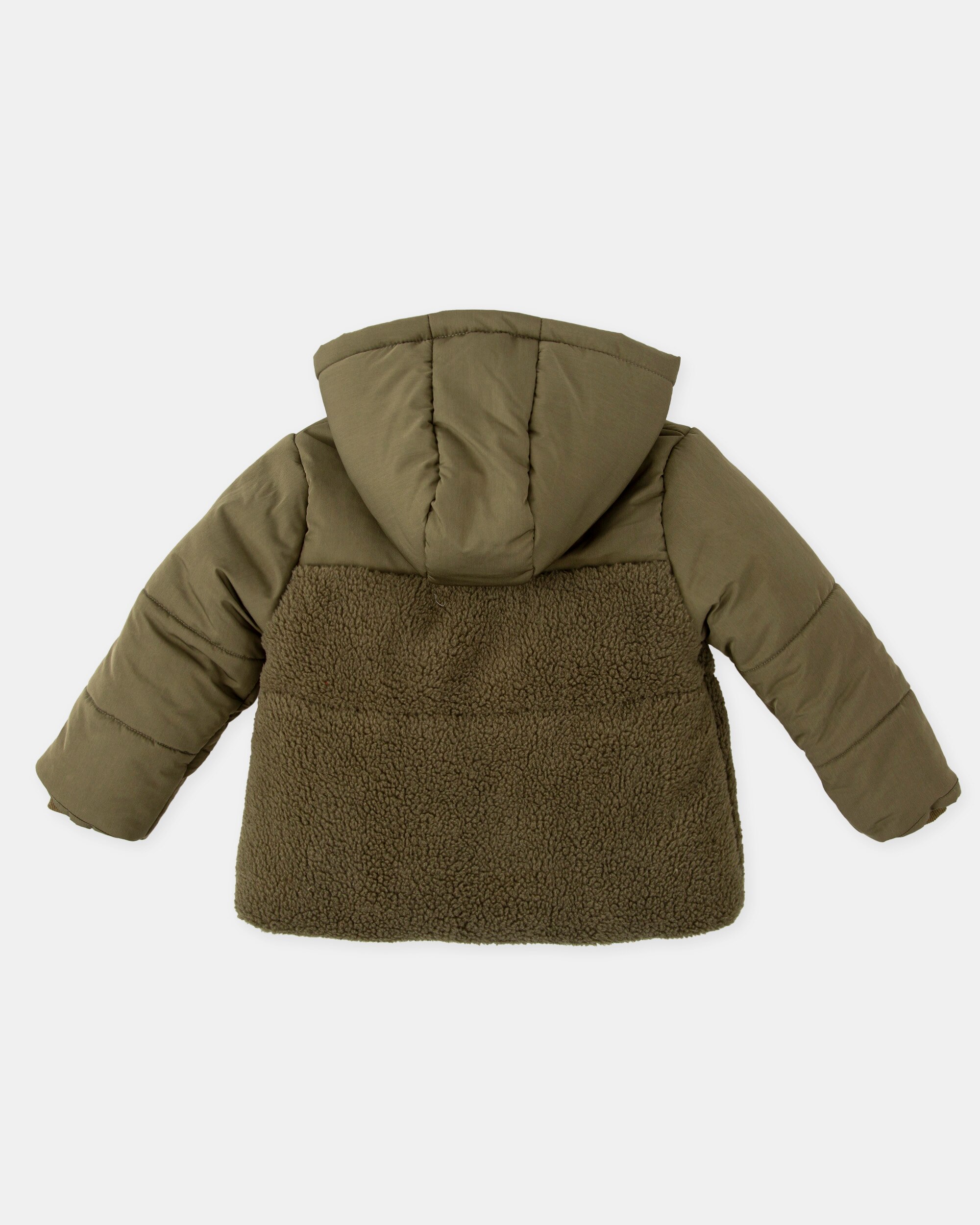 Blusão Acolchoado Infantil Combinado com Capuz Desmontável Caqui Tutto Piccolo Caqui-2