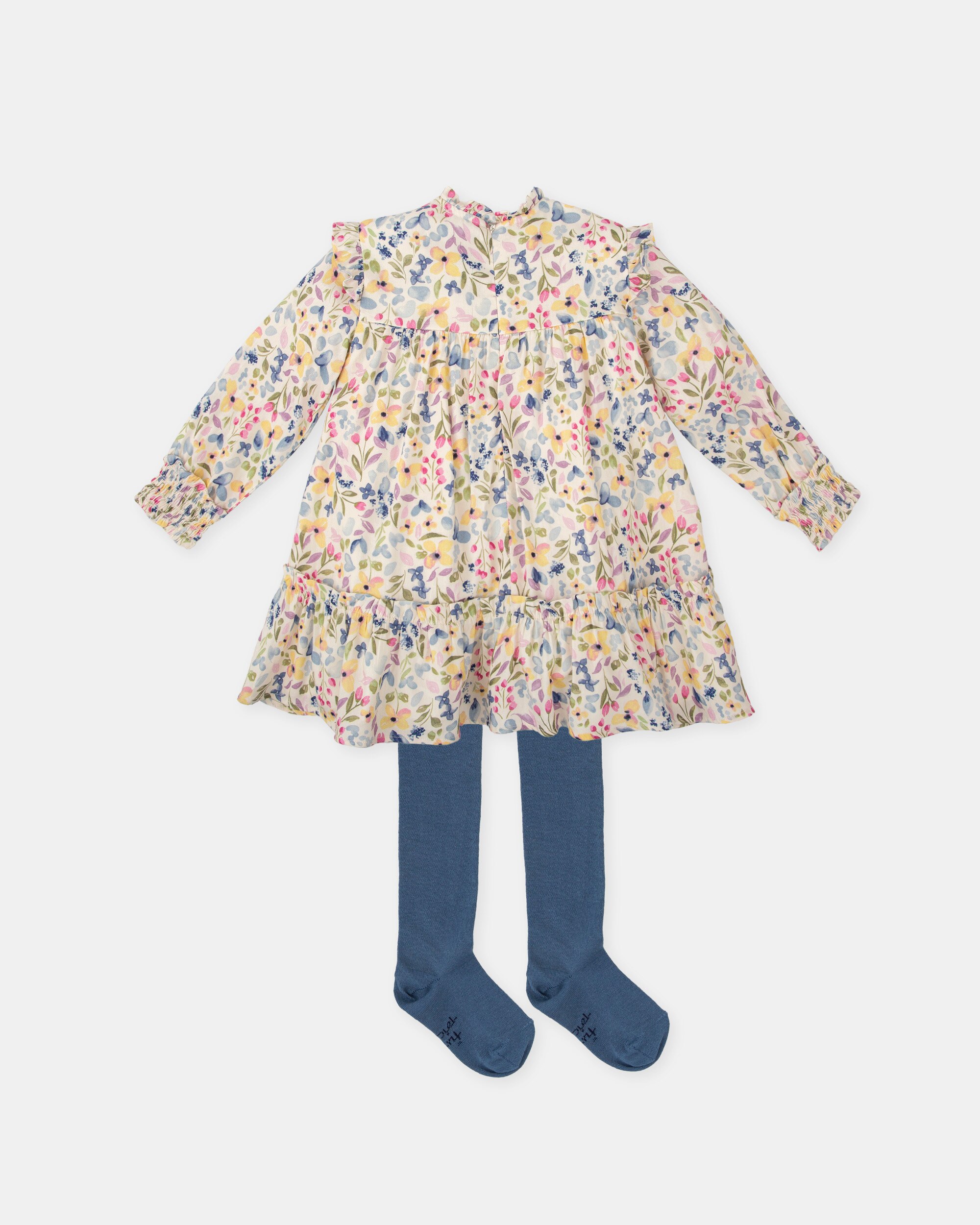 Conjunto Infantil de Vestido Flores Púrpura com Collants Tutto Piccolo Lilás-2
