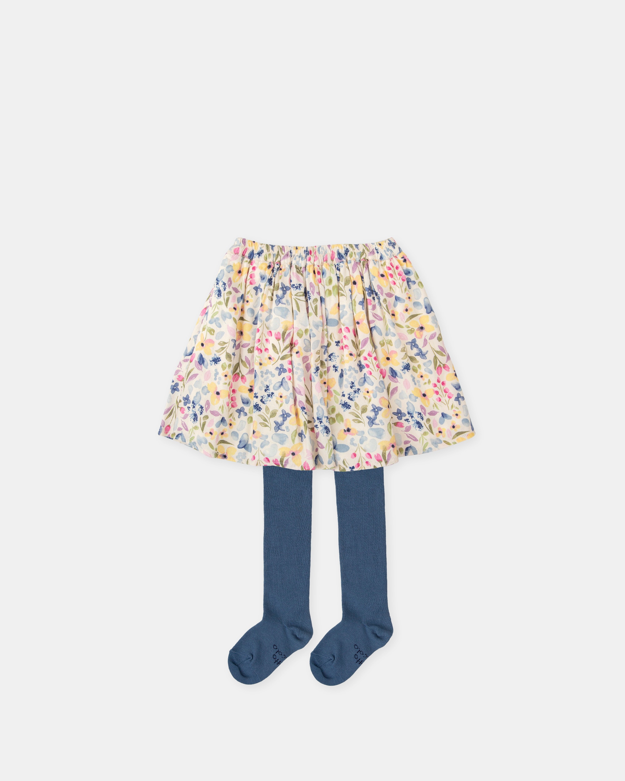 Conjunto Infantil de Saia Flores em Púrpura com Collants Tutto Piccolo Lilás-1