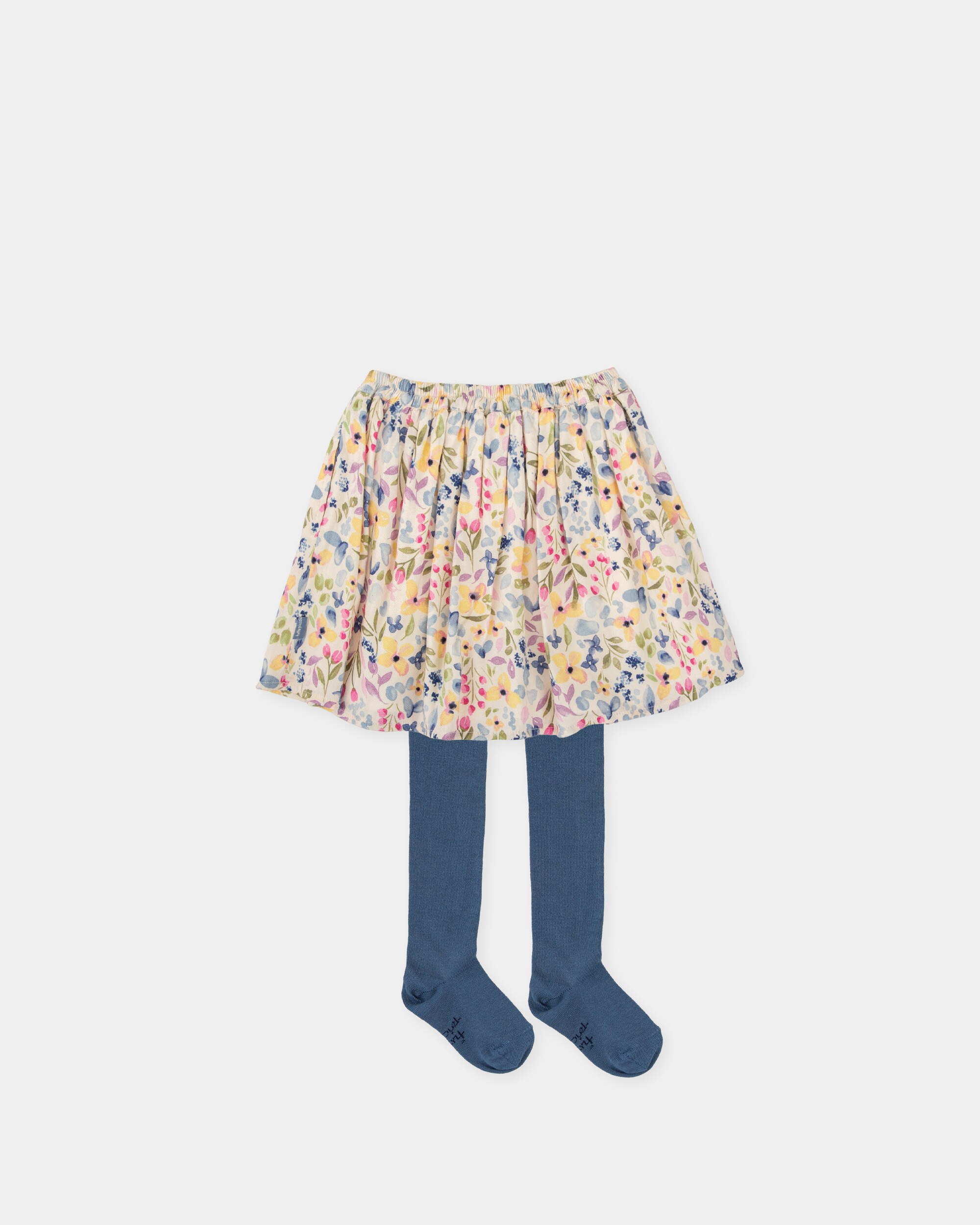 Conjunto Infantil de Saia Flores em Púrpura com Collants Tutto Piccolo Lilás-2