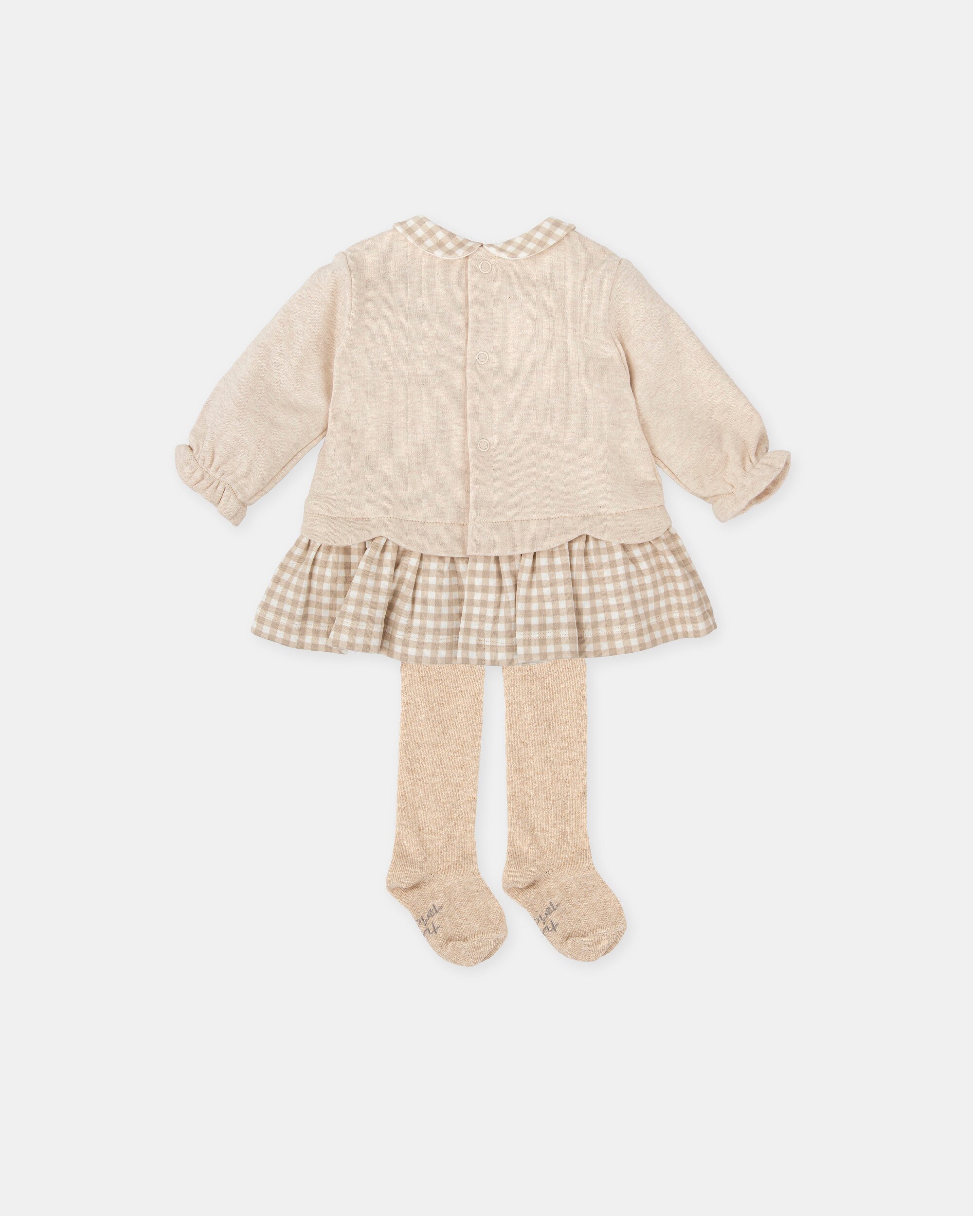 Conjunto de Bebé de Vestido em Areia e Collants Tutto Piccolo Castanho-claro-2