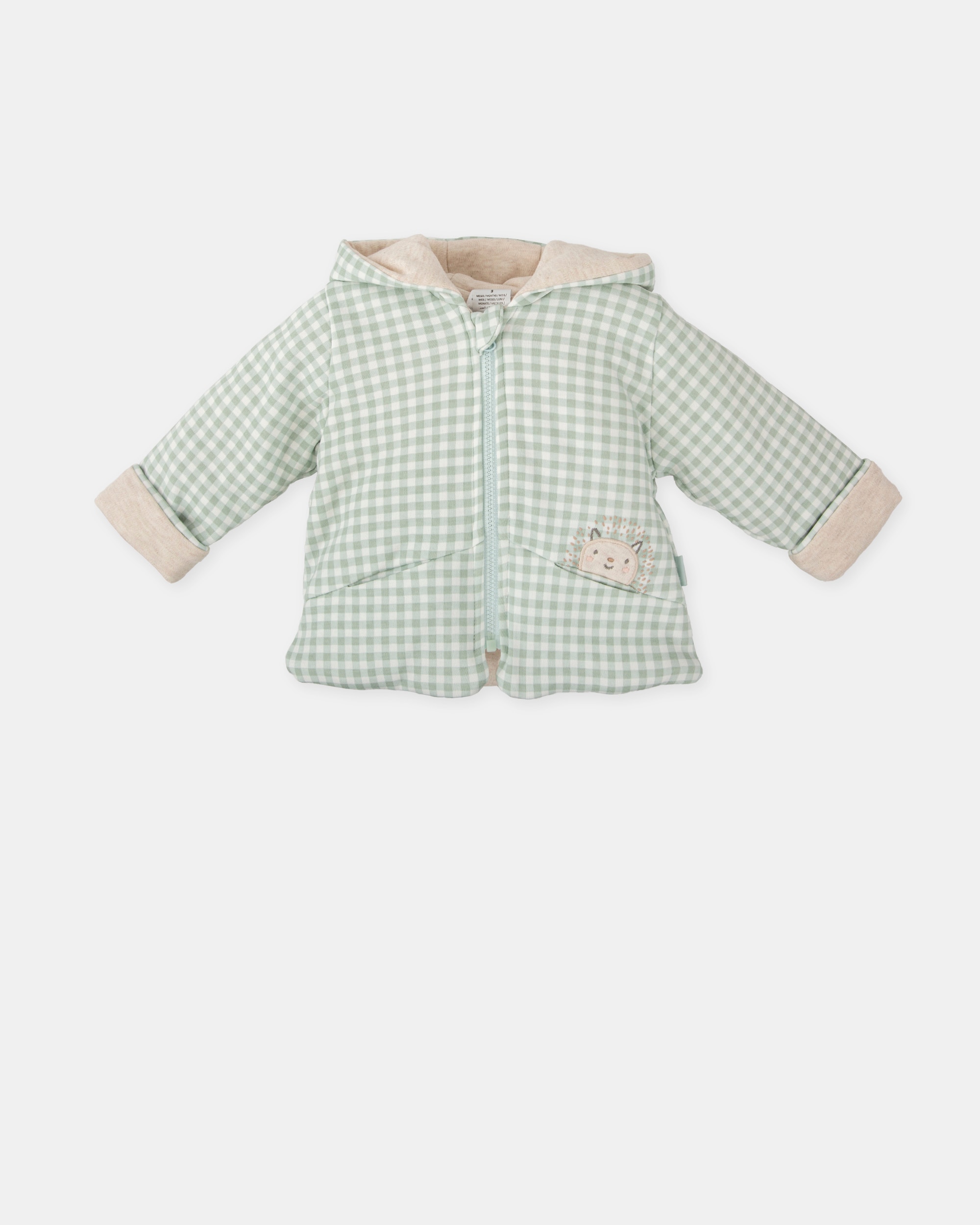 Casaco para Bebé com Capuz Vichy Água-marinha Tutto Piccolo Verde-claro-1
